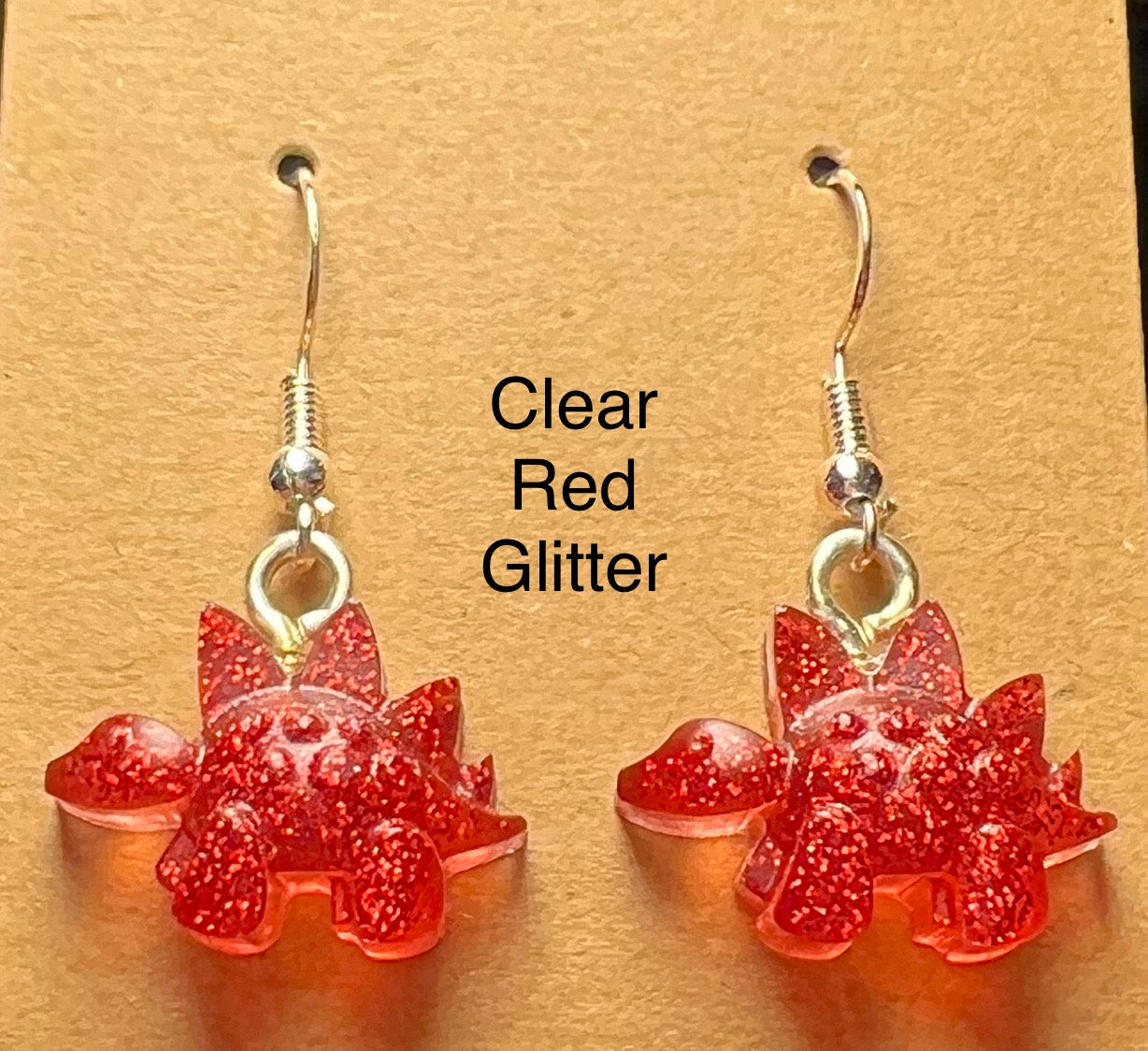 Handmade Colourful Resin Stegosaurus Earrings