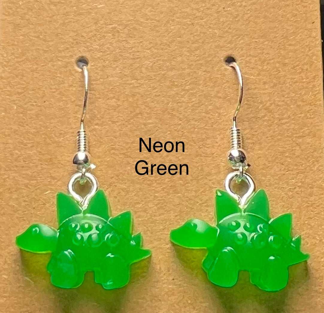 Handmade Colourful Resin Stegosaurus Earrings