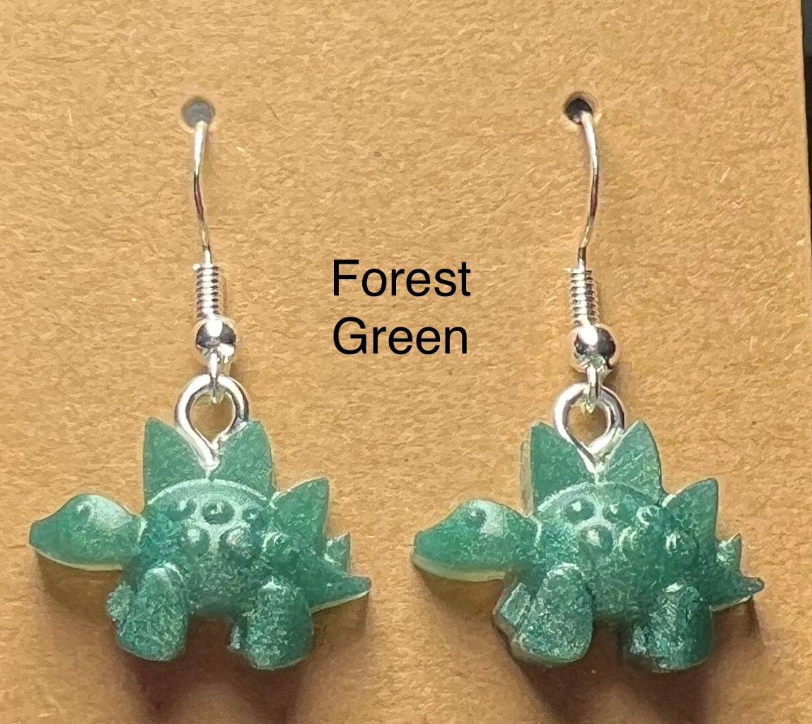 Handmade Colourful Resin Stegosaurus Earrings