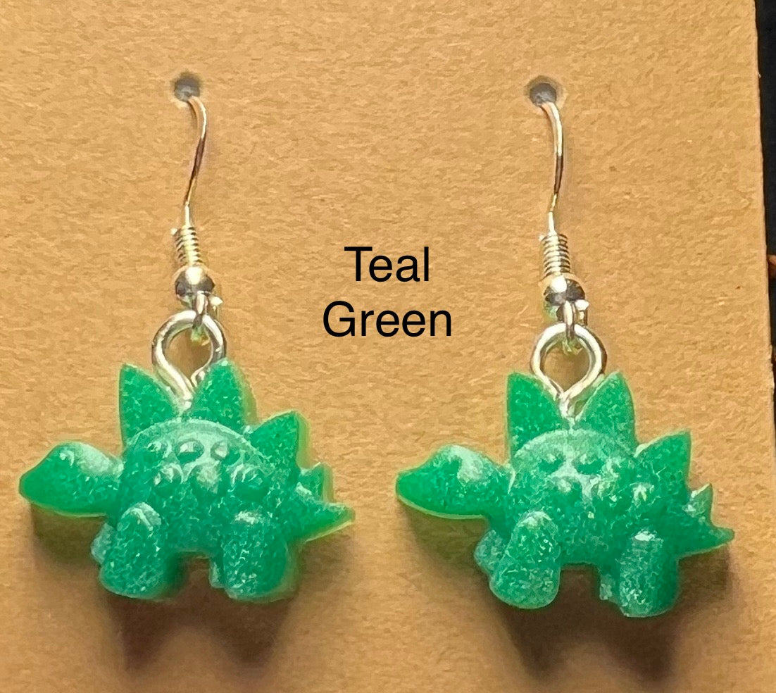 Handmade Colourful Resin Stegosaurus Earrings