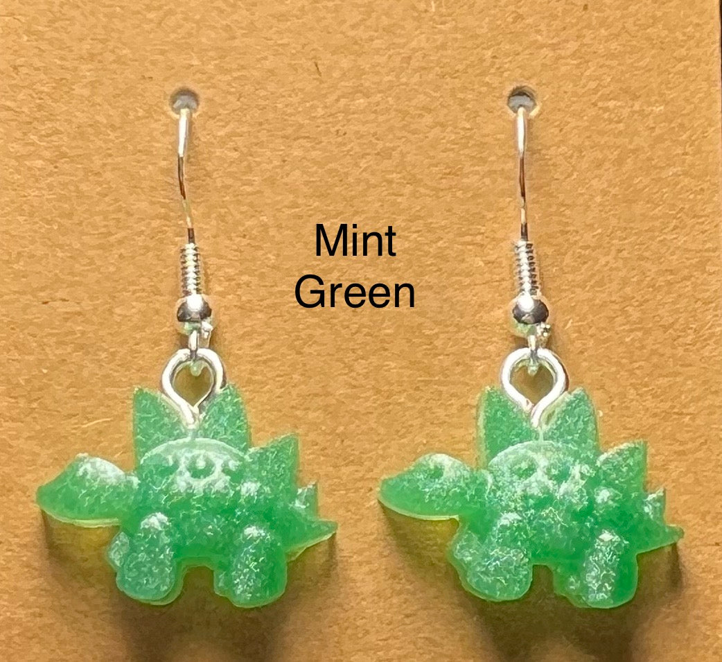 Handmade Colourful Resin Stegosaurus Earrings
