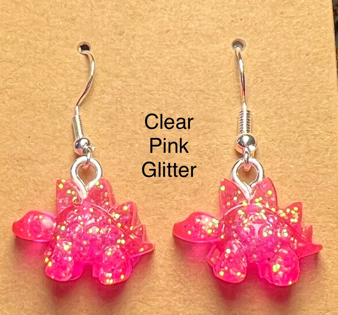 Handmade Colourful Resin Stegosaurus Earrings