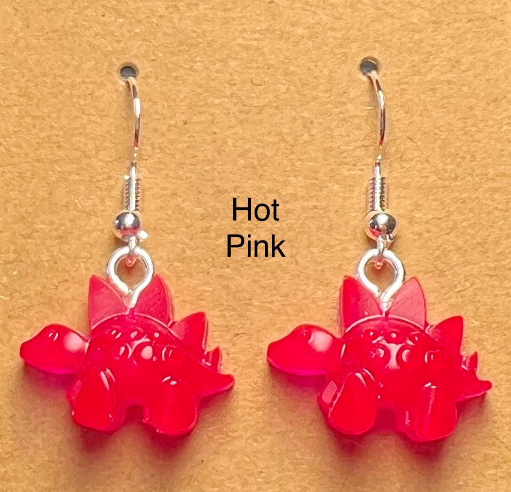 Handmade Colourful Resin Stegosaurus Earrings