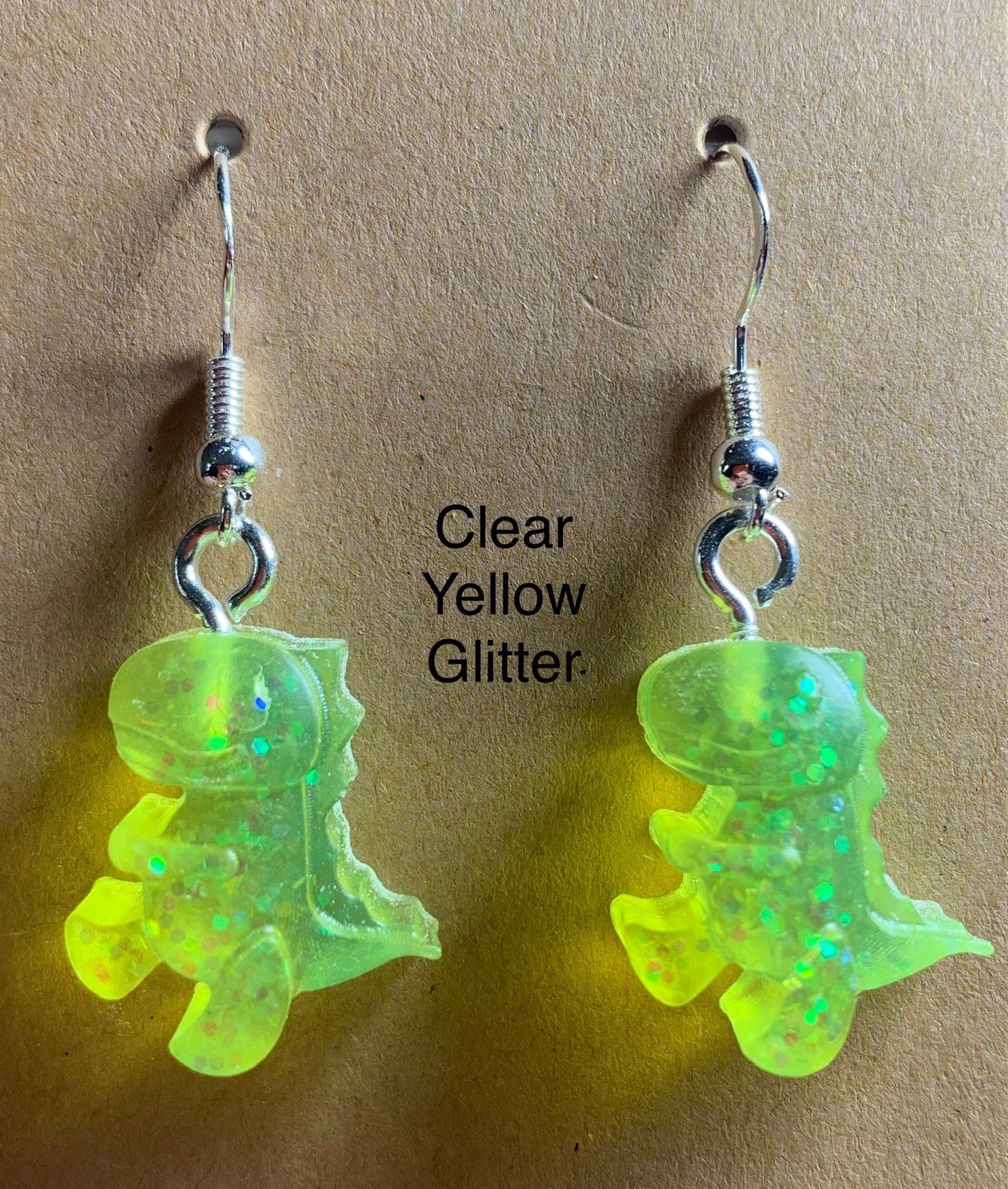 Handmade Colourful Resin T-Rex Earrings