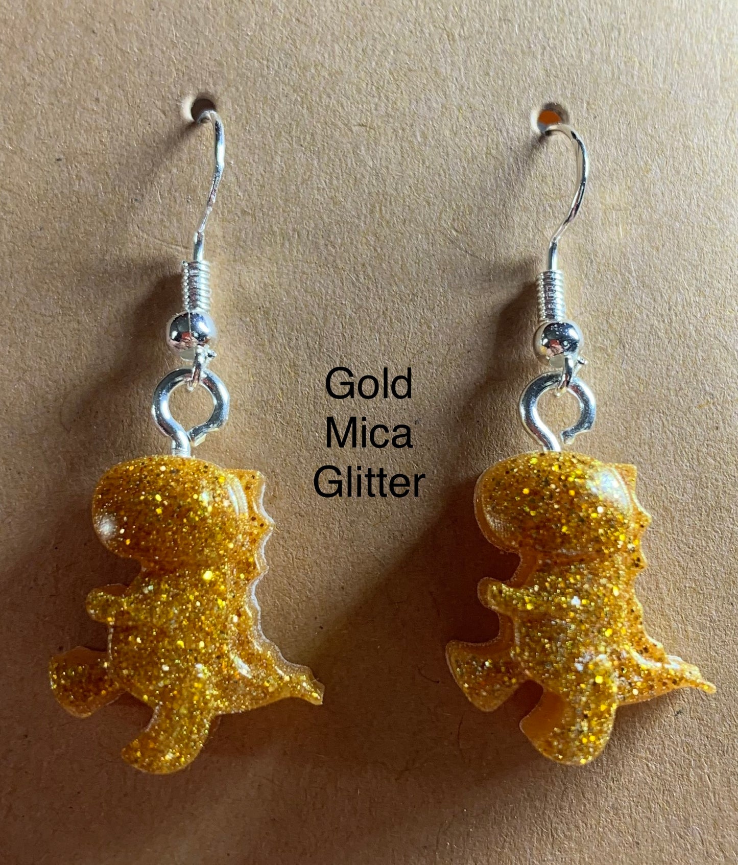 Handmade Colourful Resin T-Rex Earrings