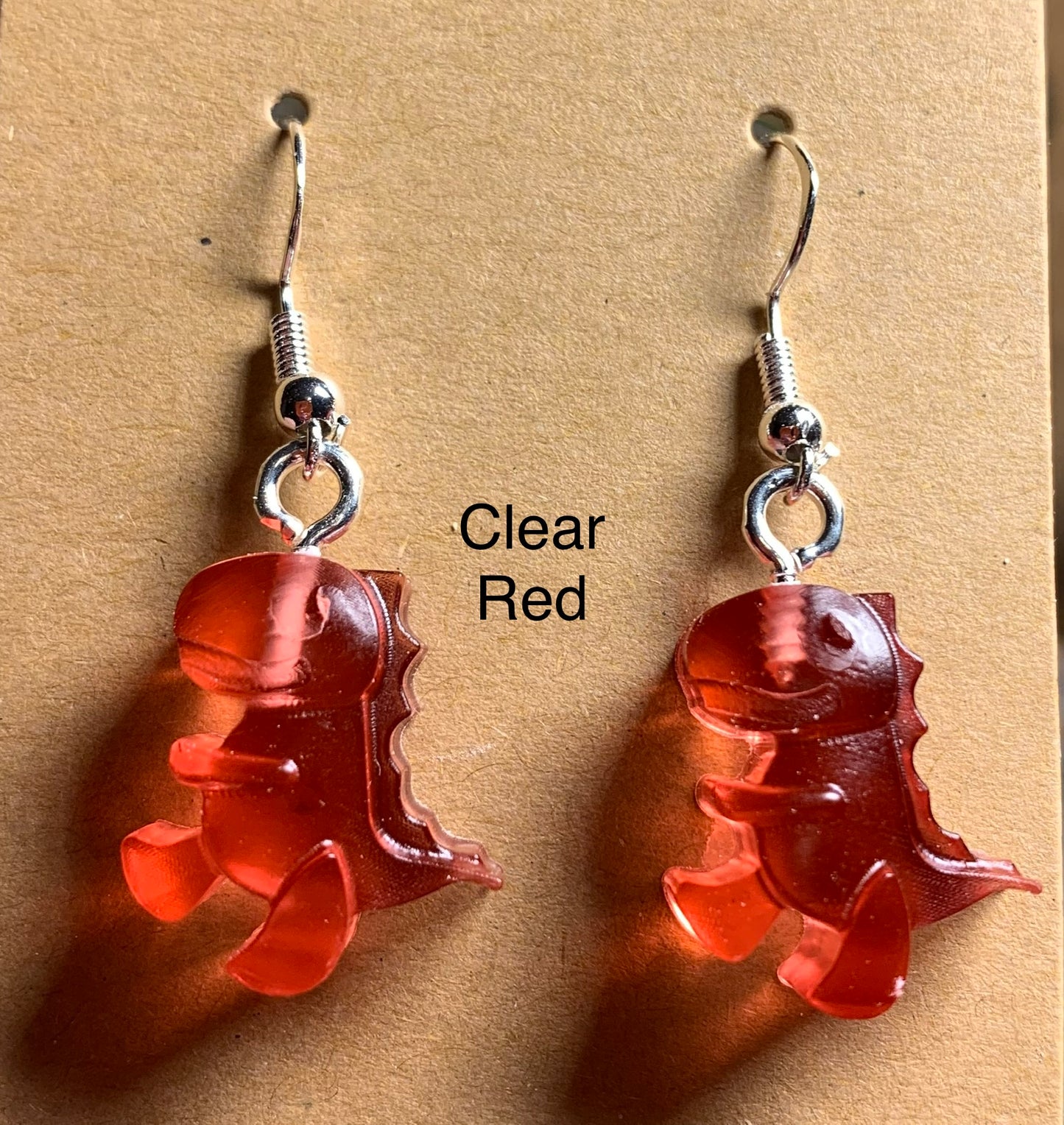 Handmade Colourful Resin T-Rex Earrings