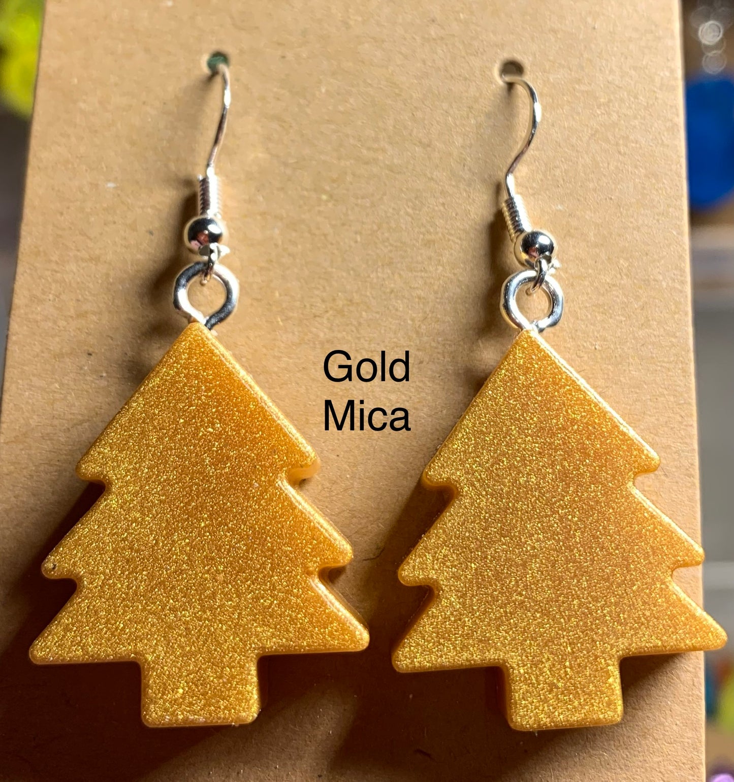 Handmade Colourful Resin Christmas Tree Earrings
