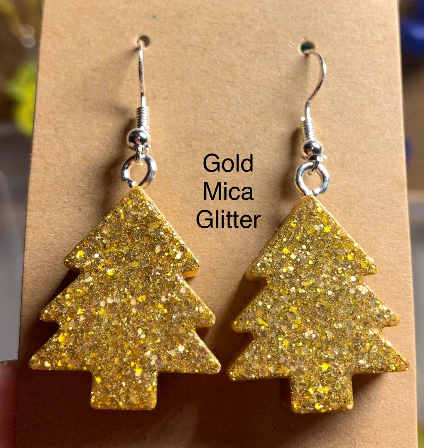 Handmade Colourful Resin Christmas Tree Earrings