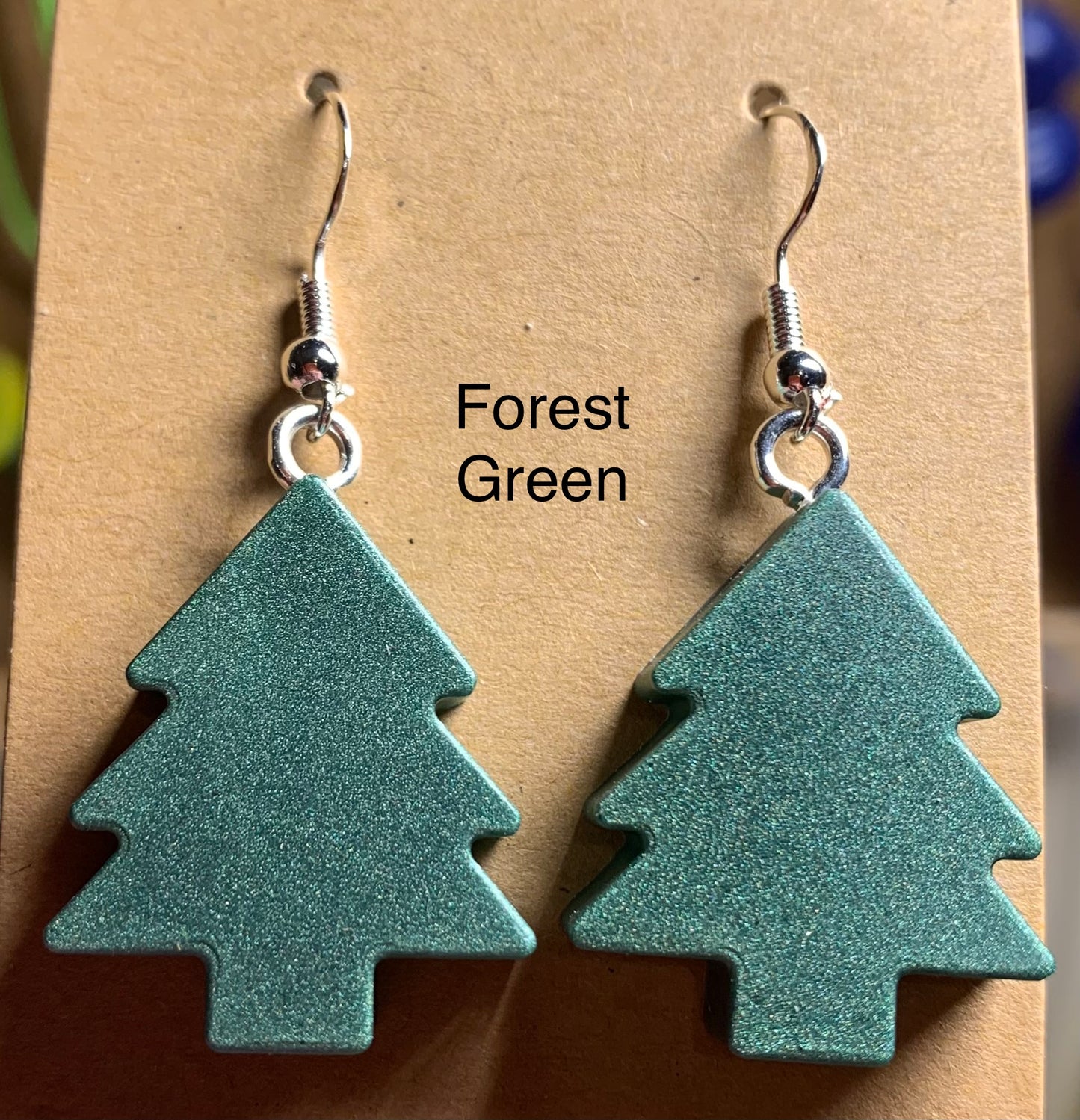 Handmade Colourful Resin Christmas Tree Earrings