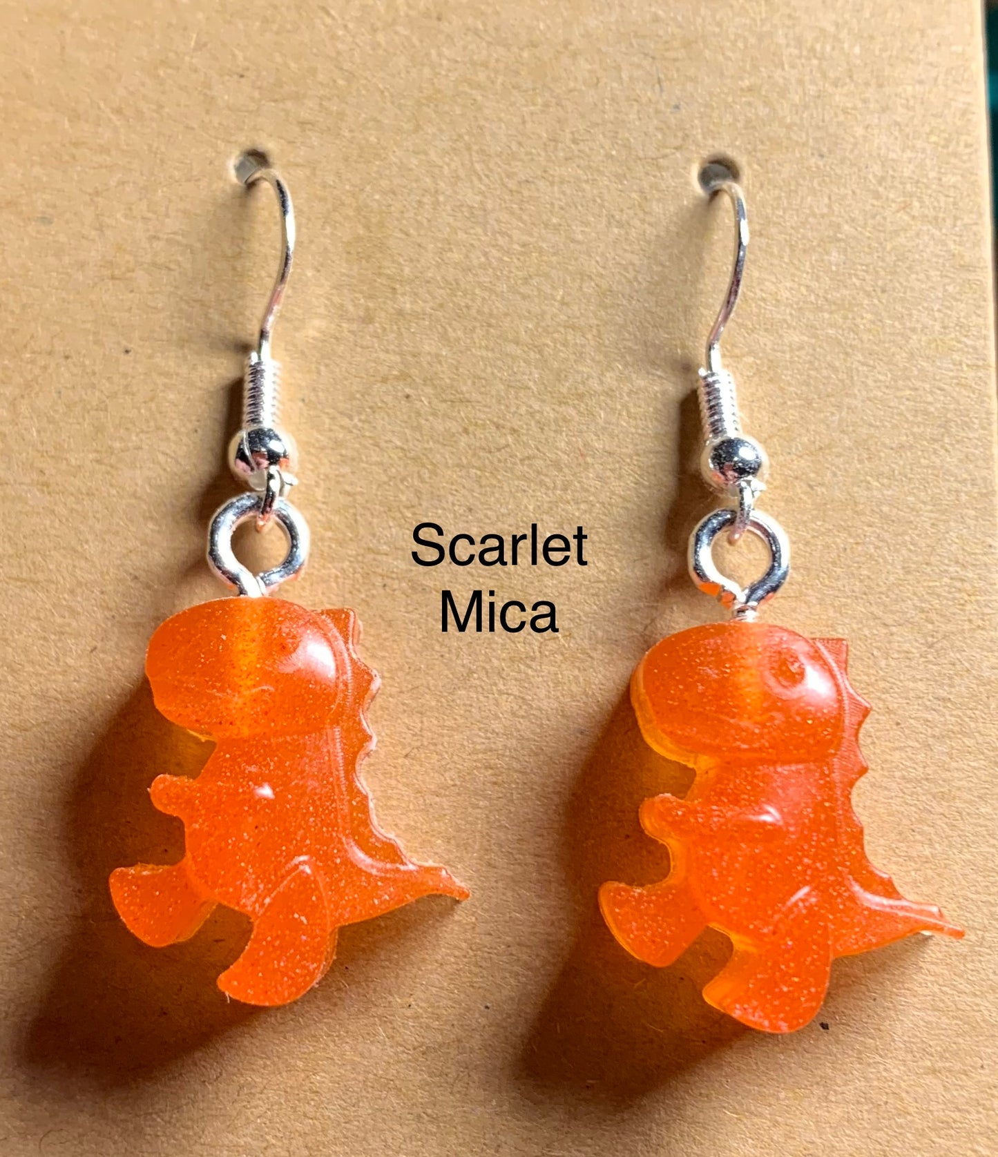 Handmade Colourful Resin T-Rex Earrings