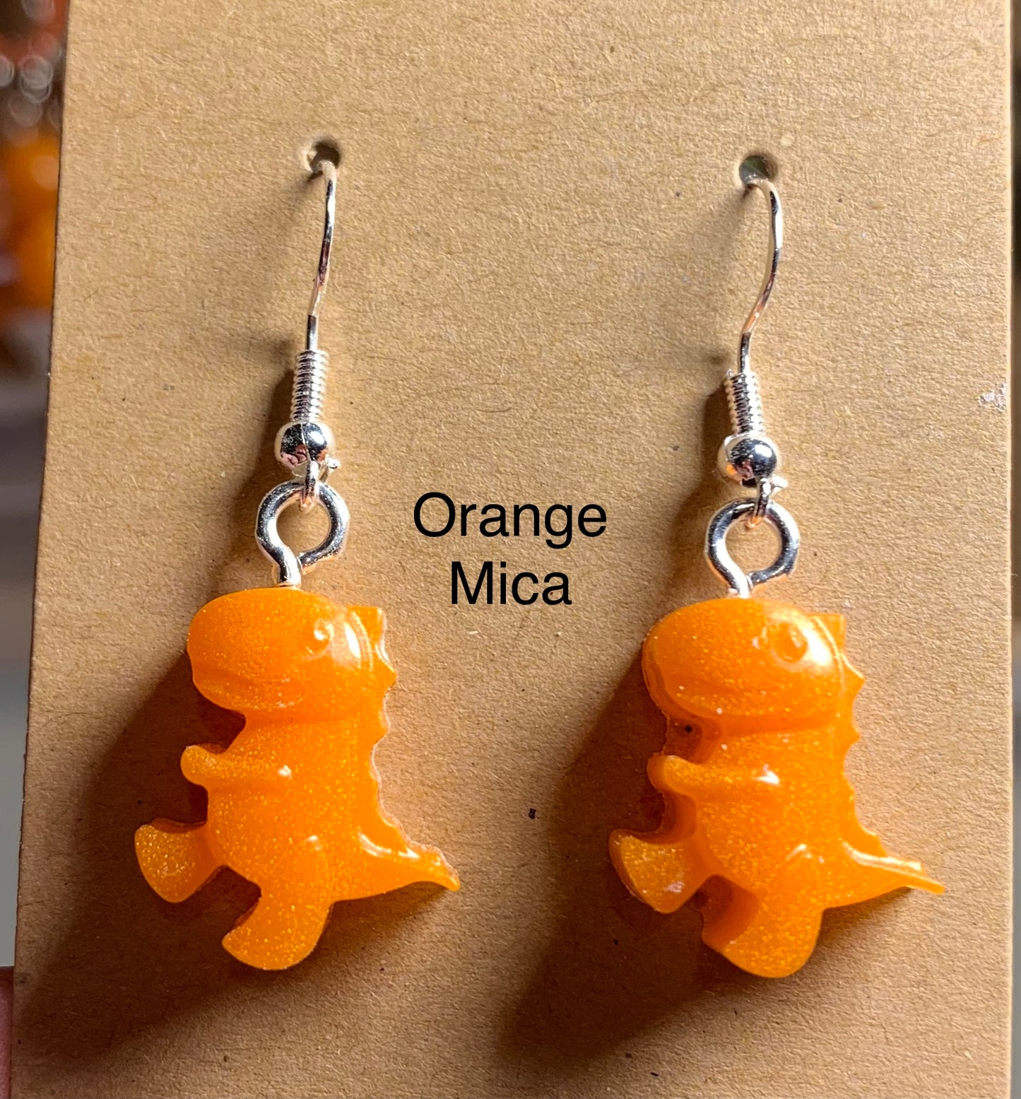 Handmade Colourful Resin T-Rex Earrings