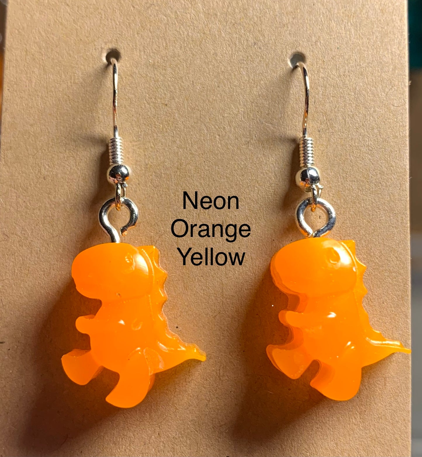 Handmade Colourful Resin T-Rex Earrings