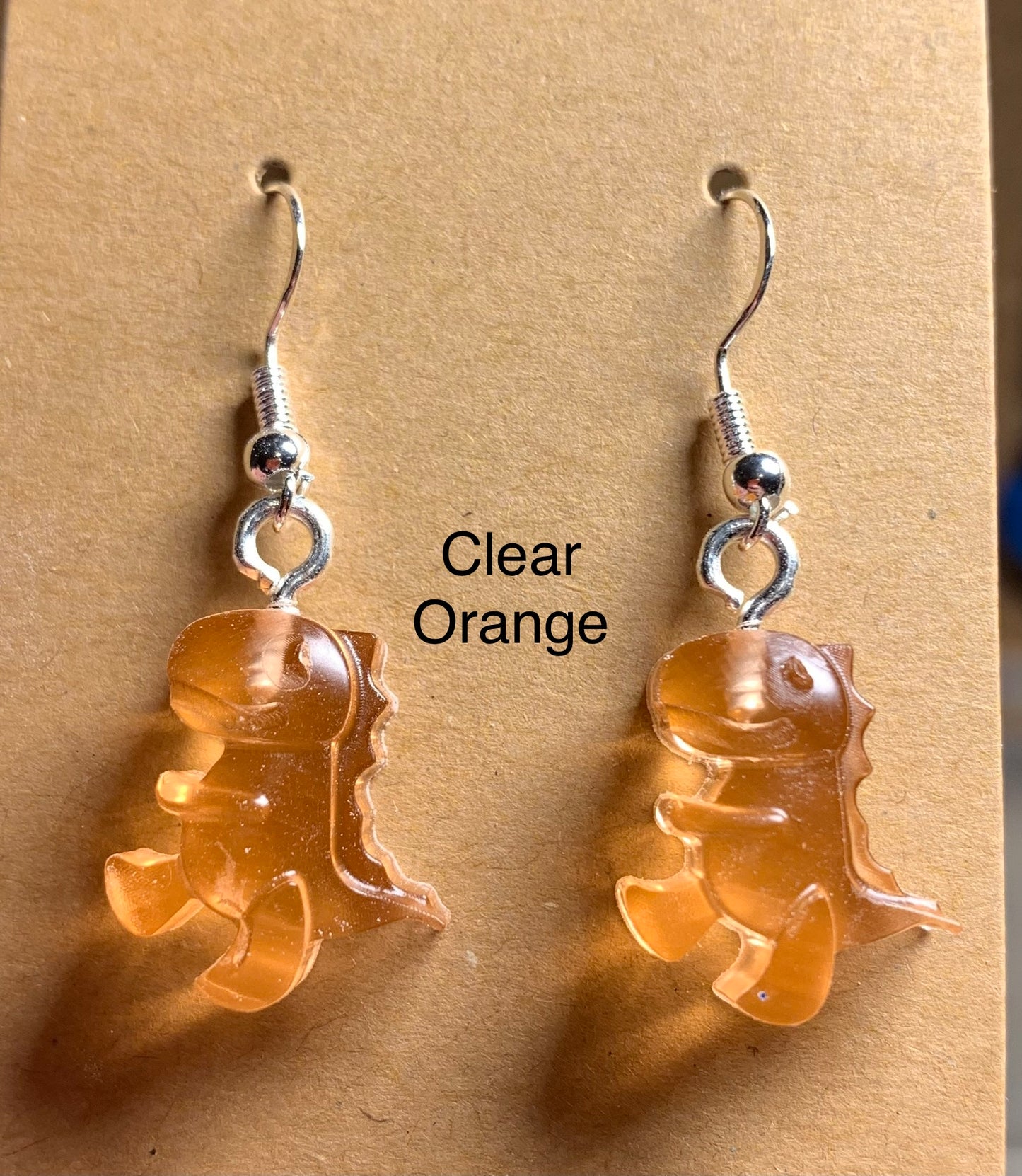 Handmade Colourful Resin T-Rex Earrings