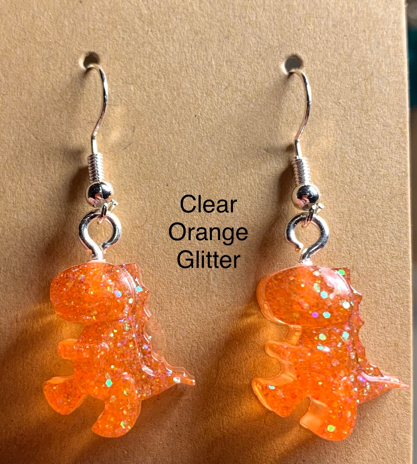 Handmade Colourful Resin T-Rex Earrings