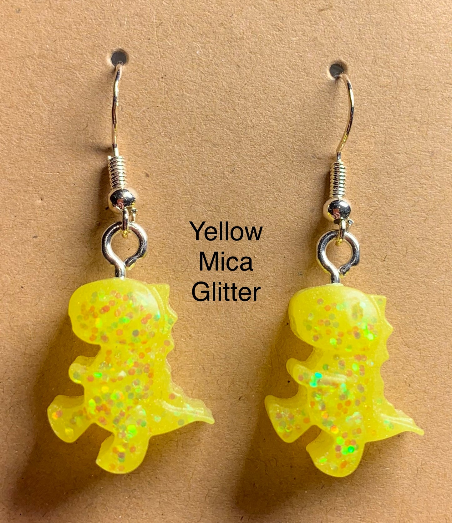 Handmade Colourful Resin T-Rex Earrings