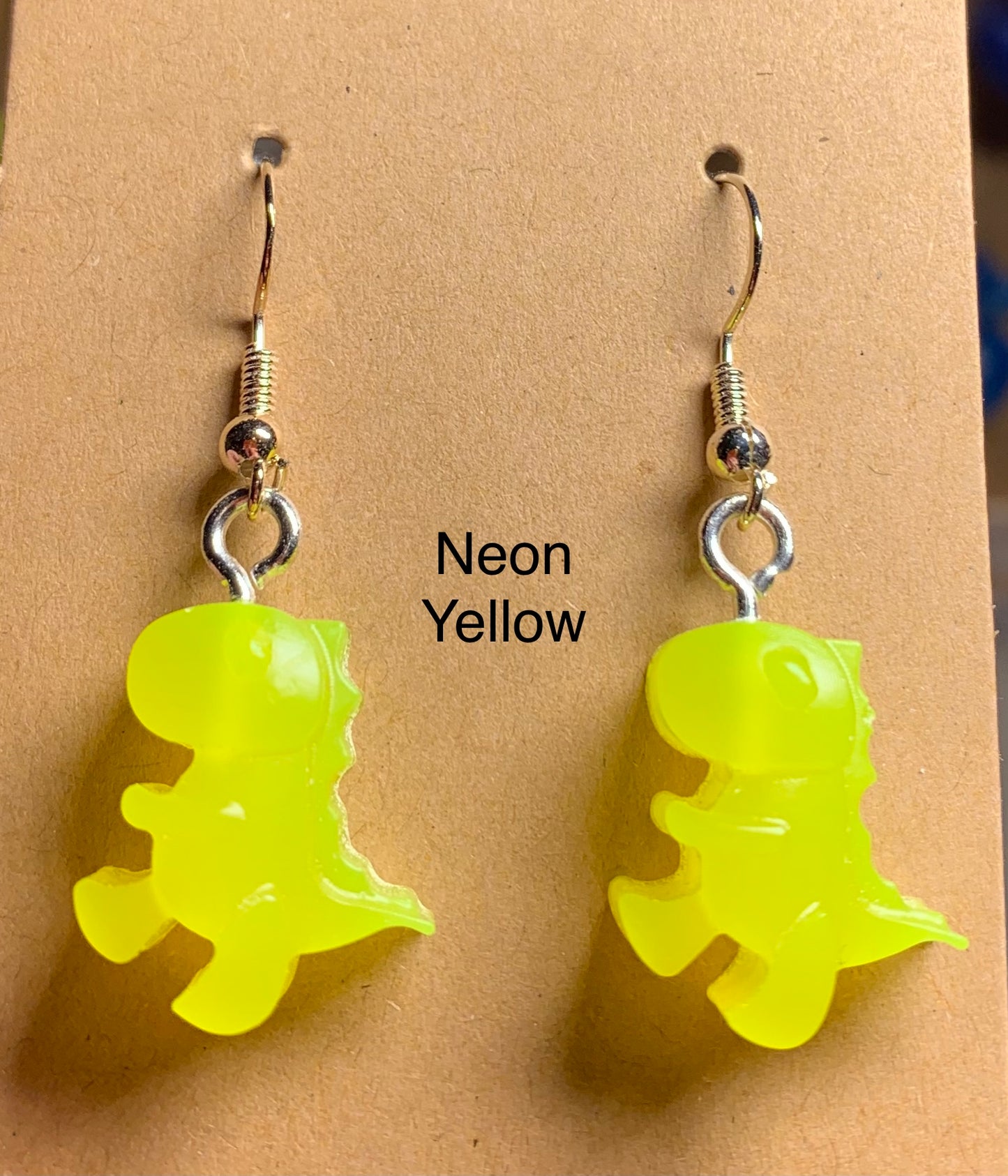 Handmade Colourful Resin T-Rex Earrings