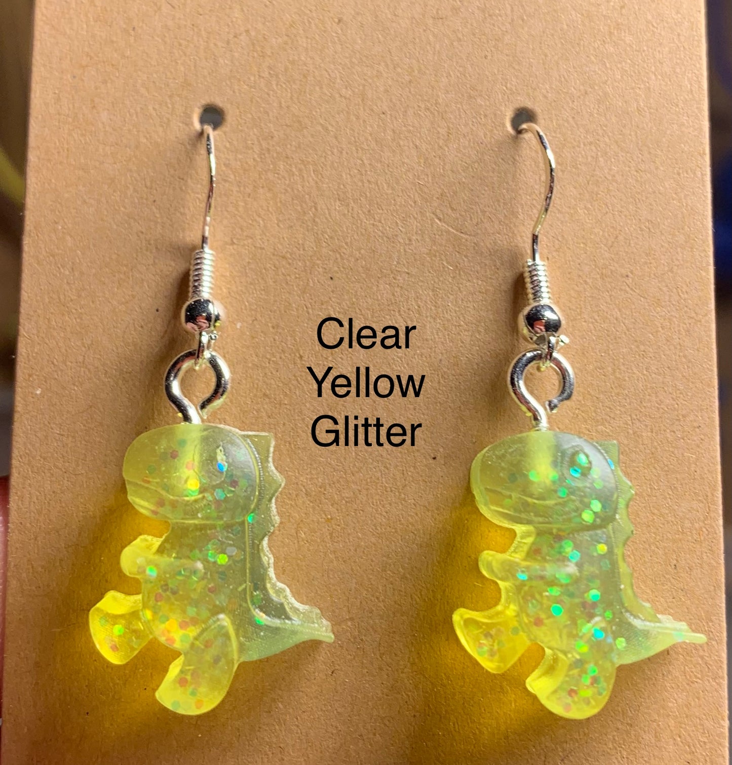 Handmade Colourful Resin T-Rex Earrings