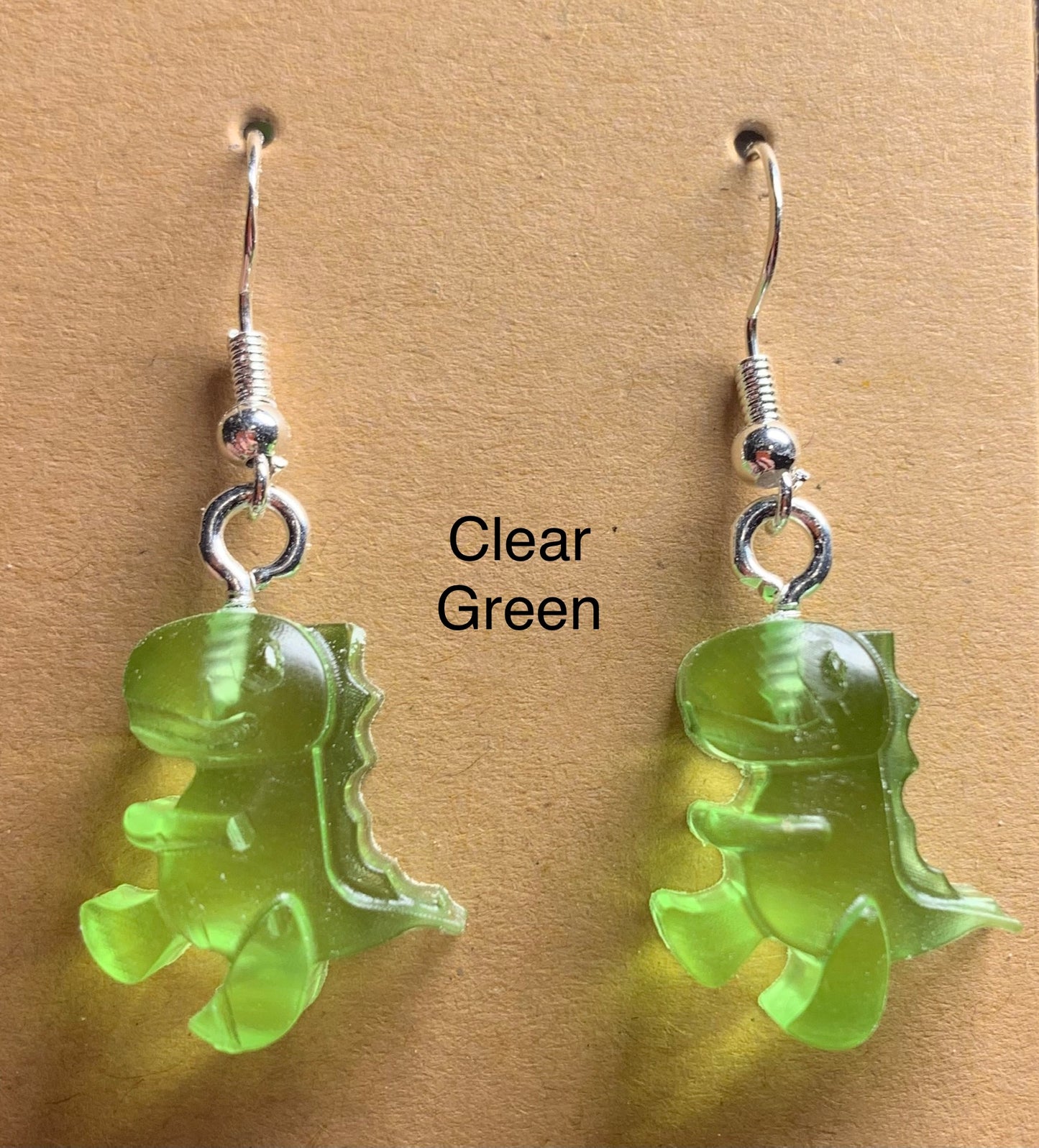Handmade Colourful Resin T-Rex Earrings