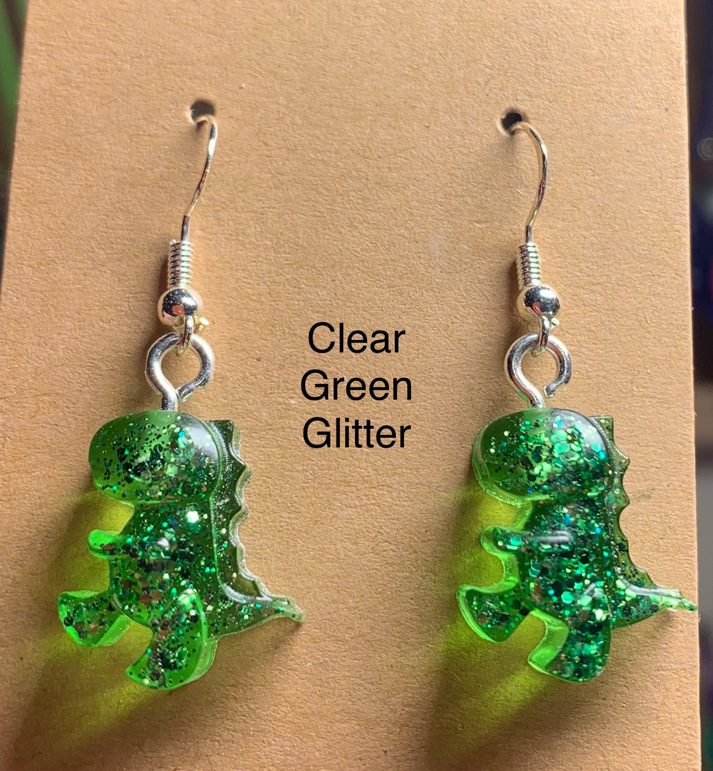 Handmade Colourful Resin T-Rex Earrings