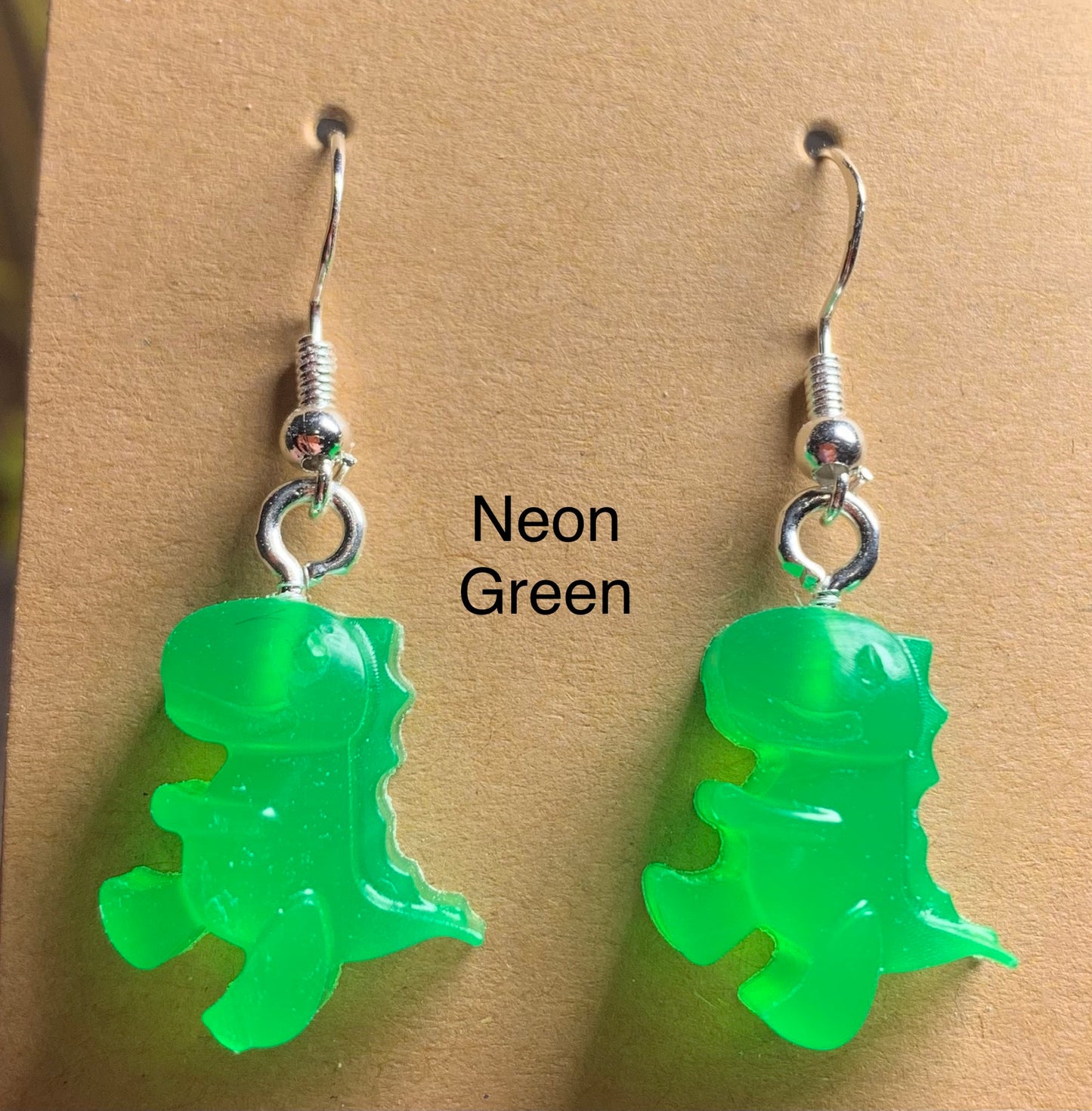 Handmade Colourful Resin T-Rex Earrings