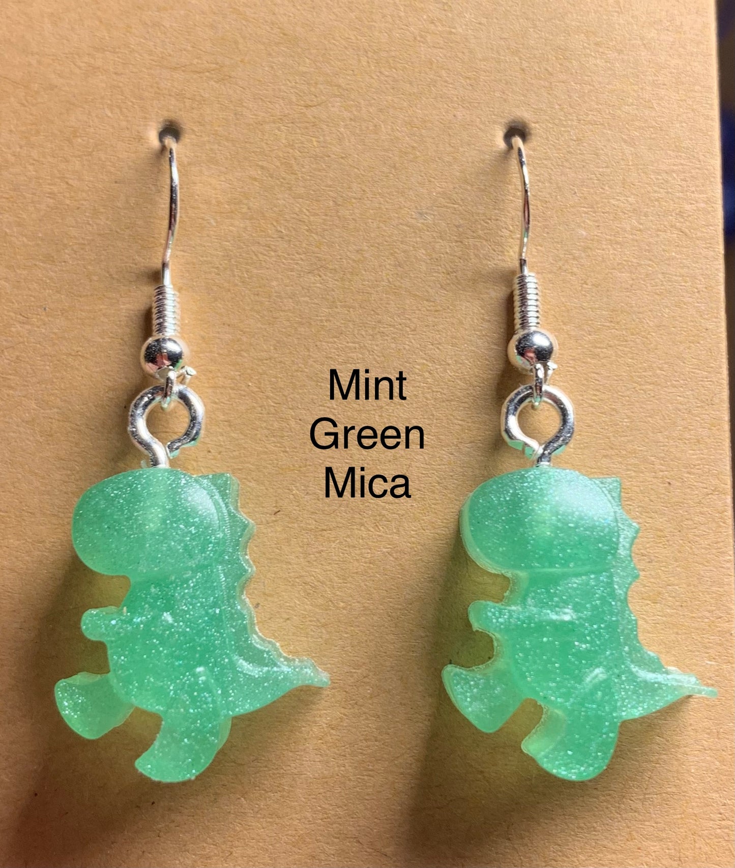Handmade Colourful Resin T-Rex Earrings