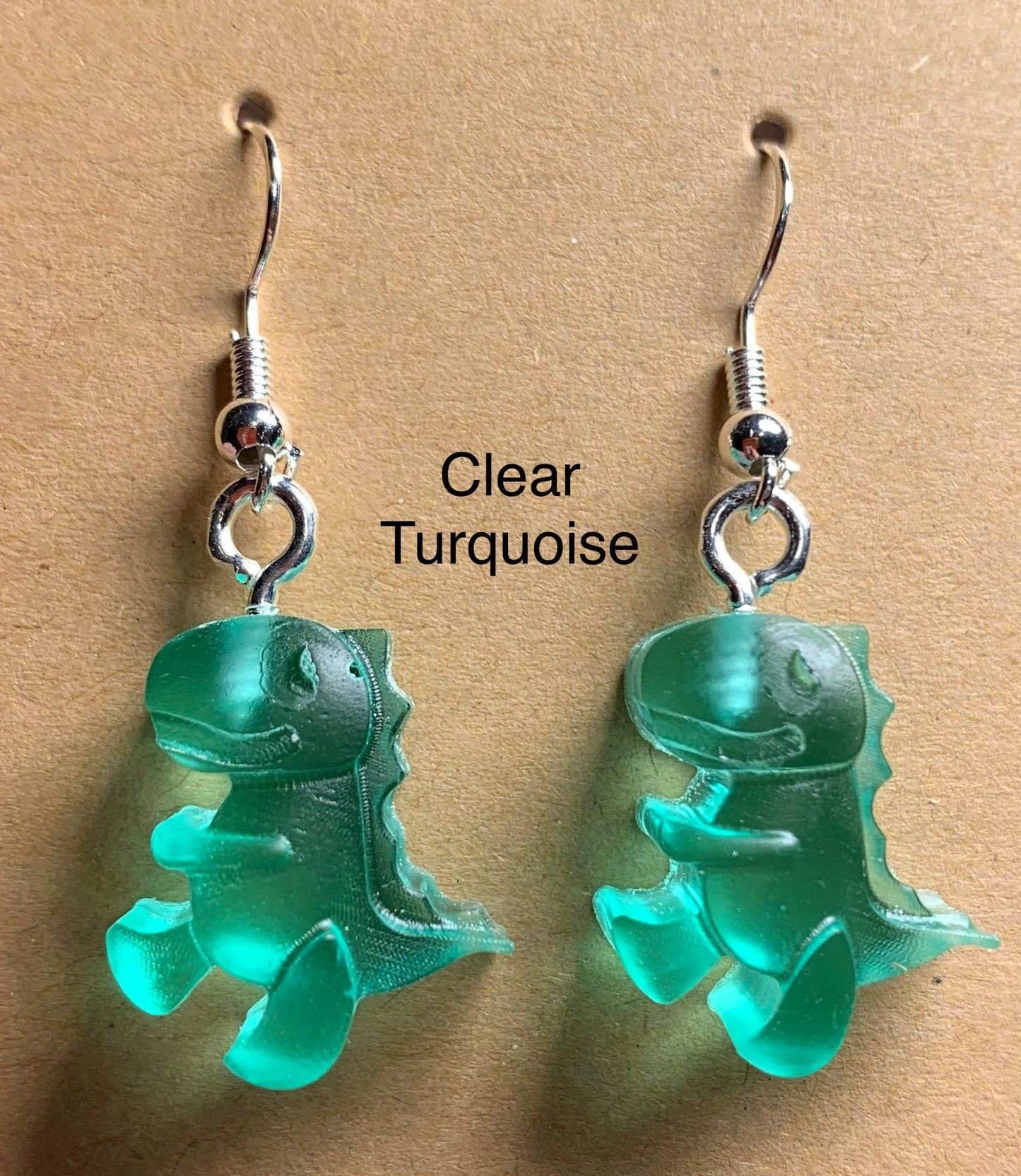 Handmade Colourful Resin T-Rex Earrings