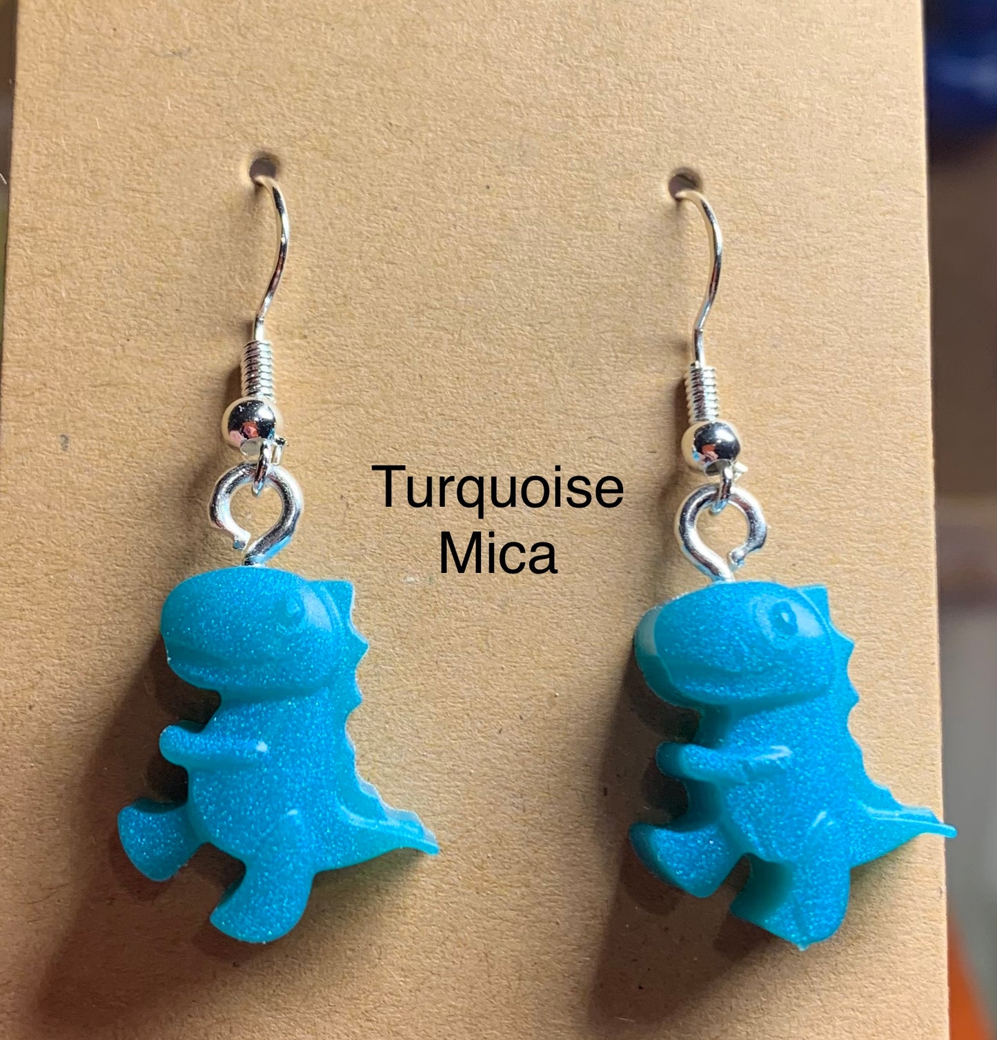 Handmade Colourful Resin T-Rex Earrings