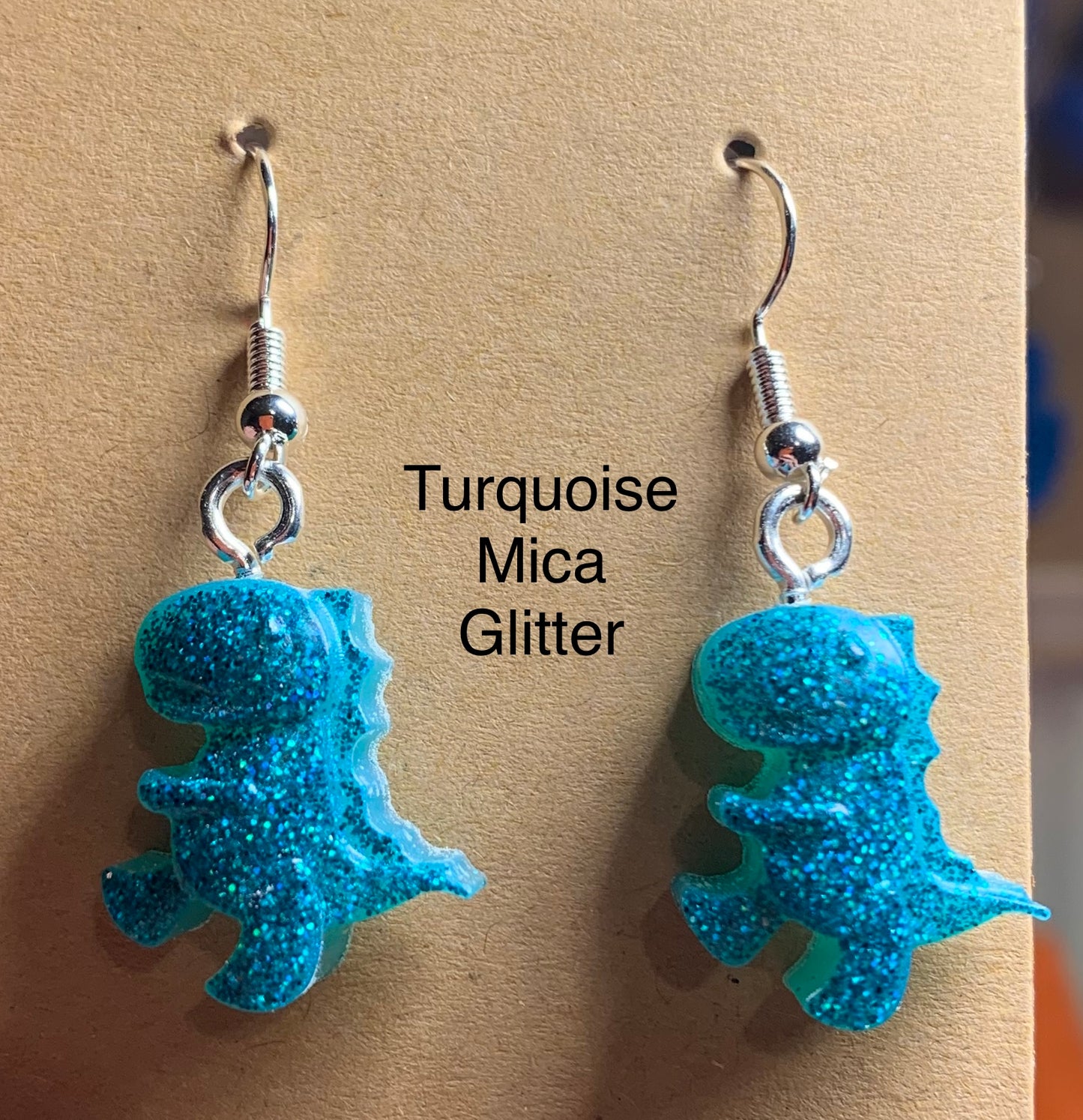 Handmade Colourful Resin T-Rex Earrings