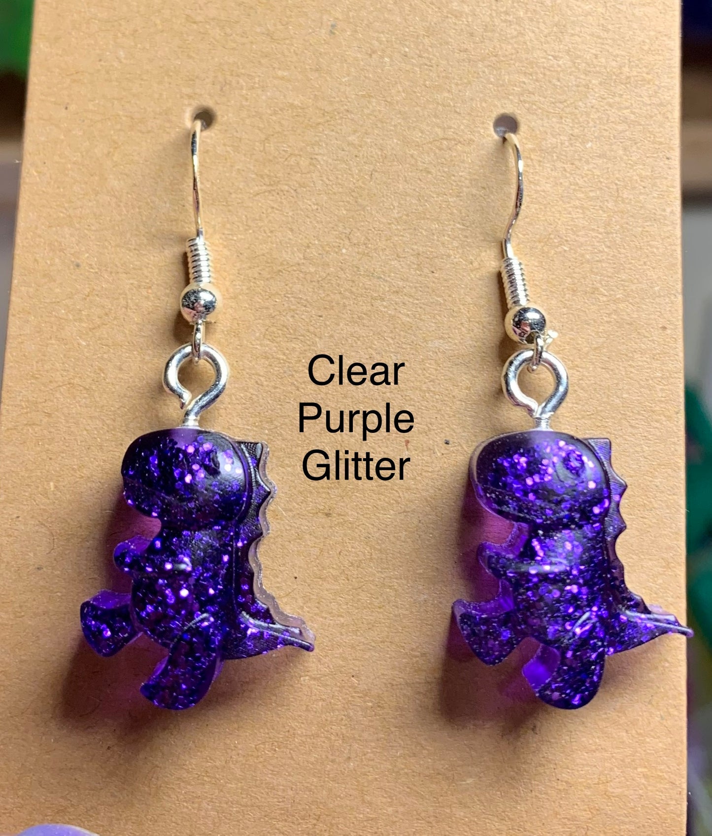 Handmade Colourful Resin T-Rex Earrings