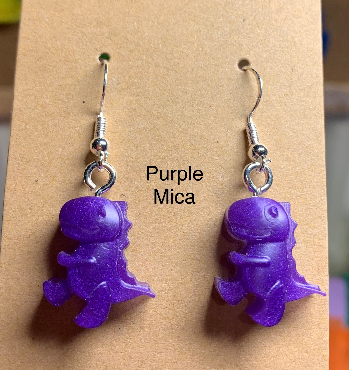 Handmade Colourful Resin T-Rex Earrings