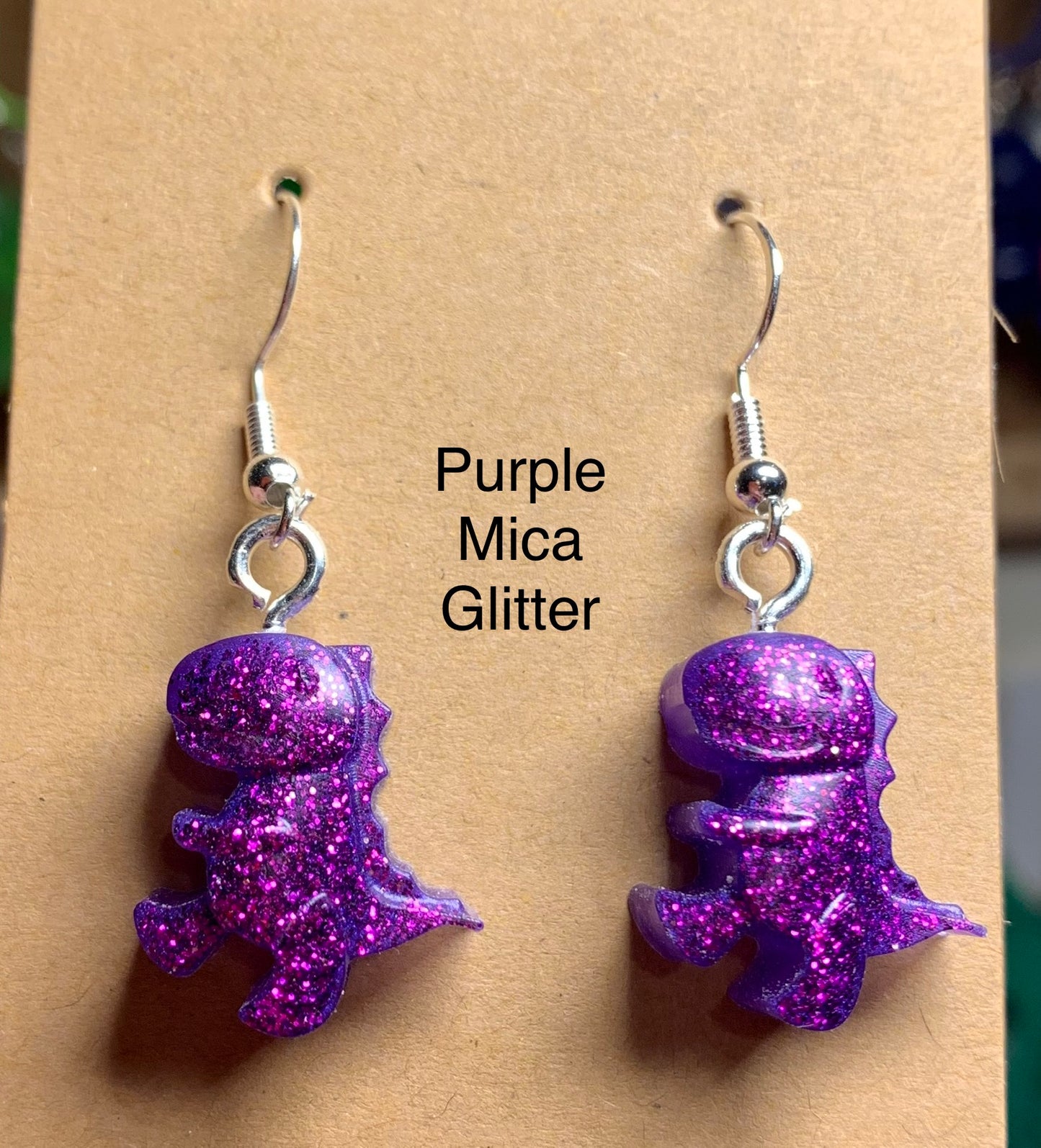 Handmade Colourful Resin T-Rex Earrings
