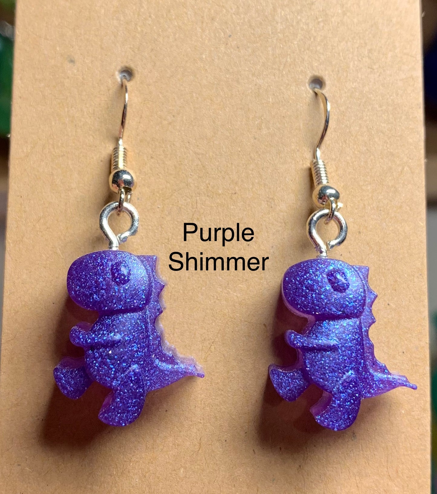 Handmade Colourful Resin T-Rex Earrings