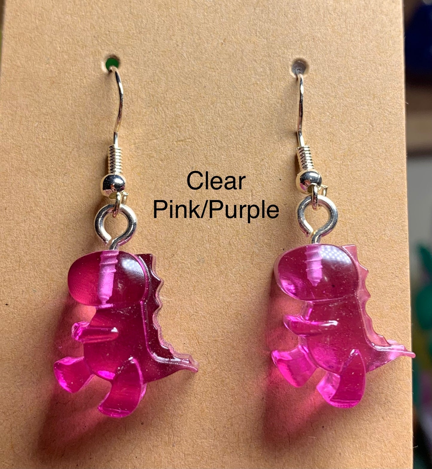 Handmade Colourful Resin T-Rex Earrings