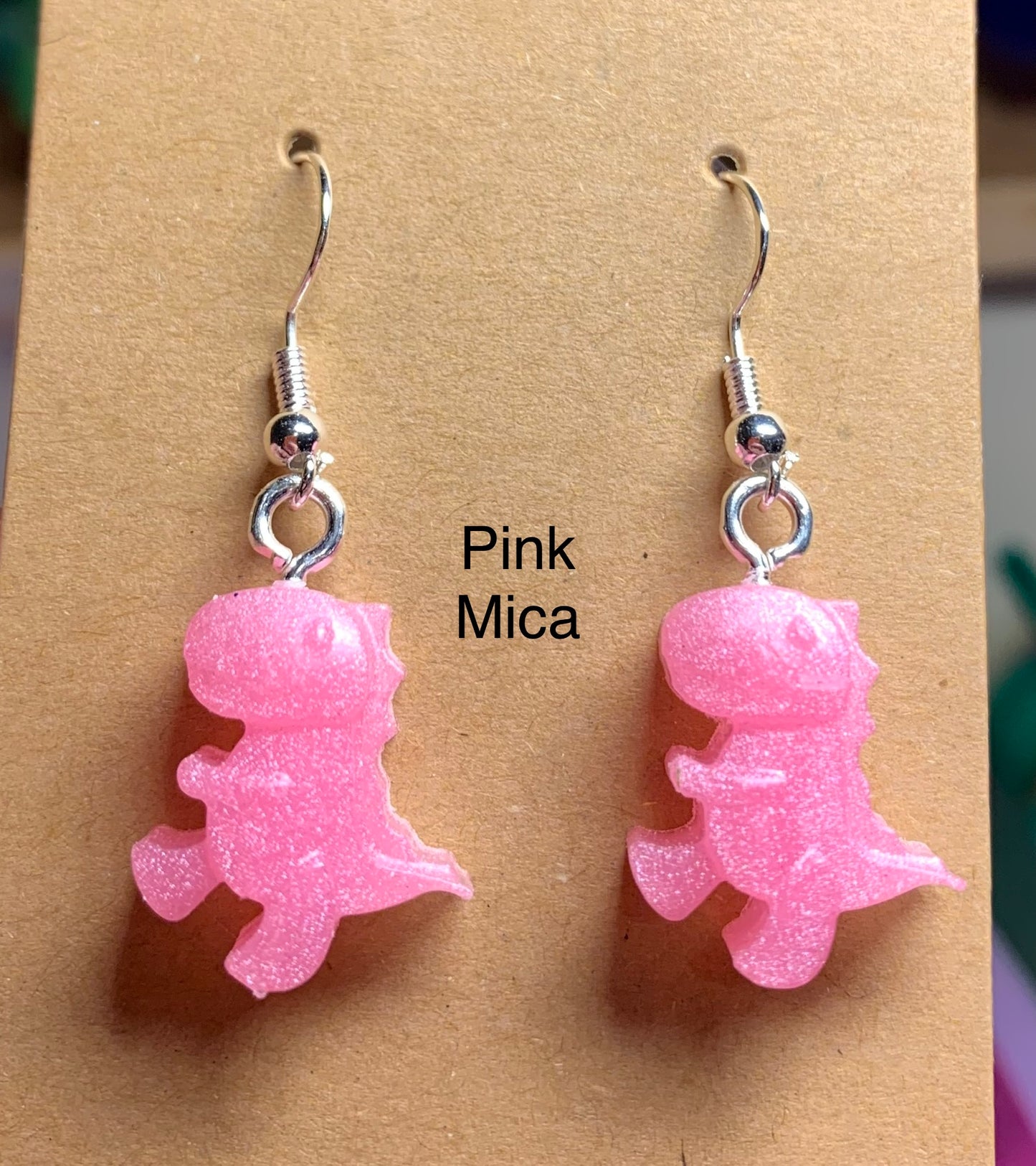 Handmade Colourful Resin T-Rex Earrings