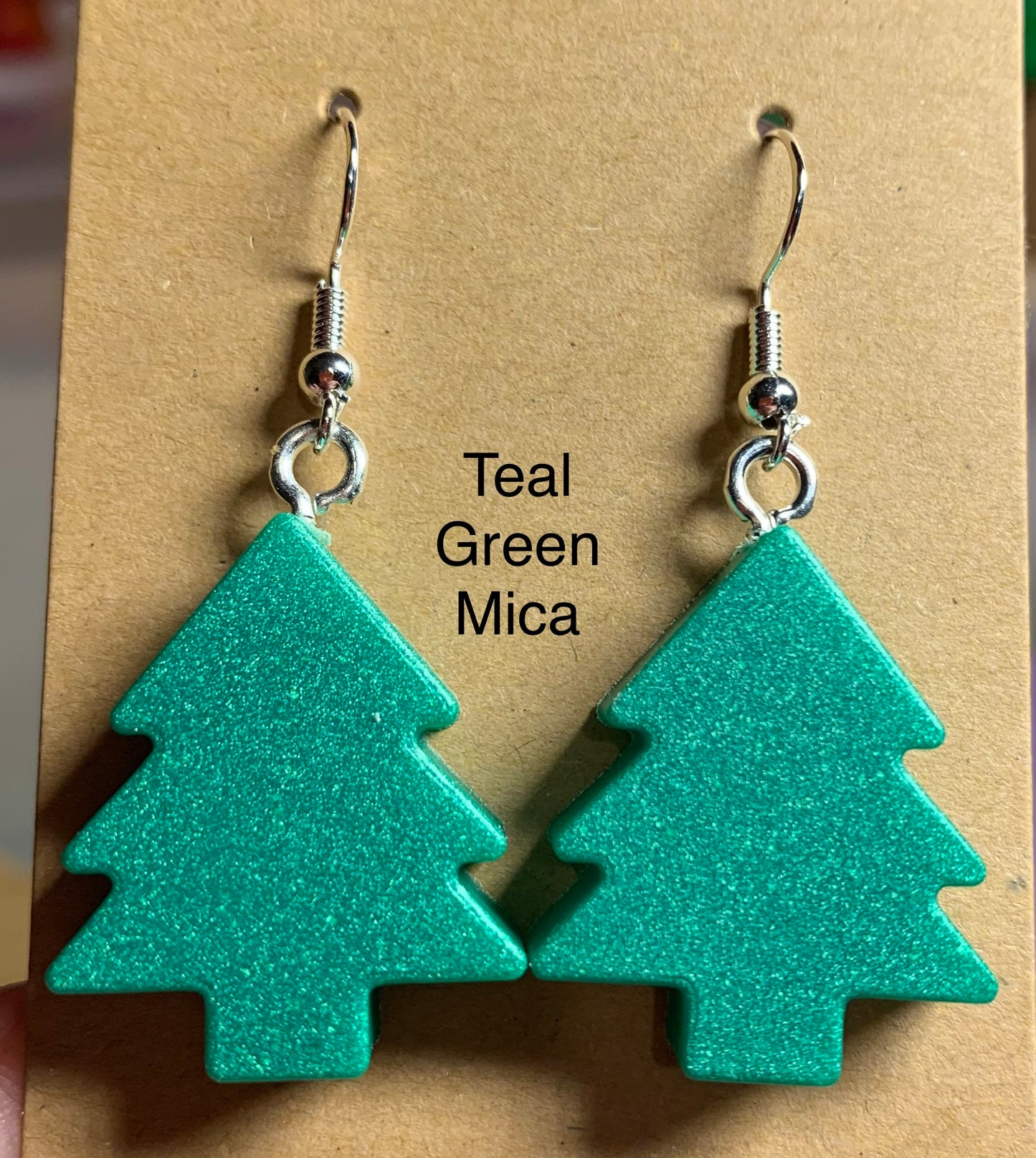 Handmade Colourful Resin Christmas Tree Earrings