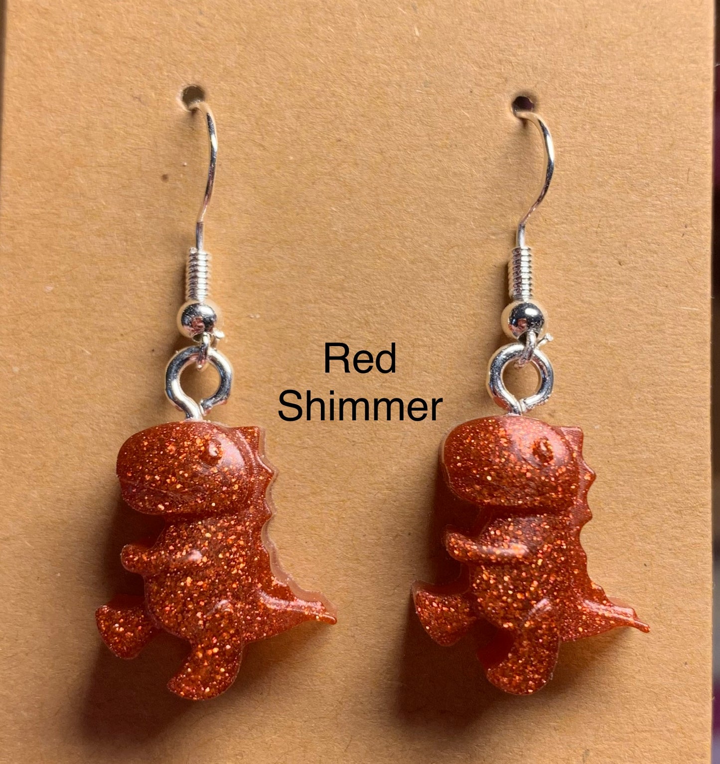 Handmade Colourful Resin T-Rex Earrings