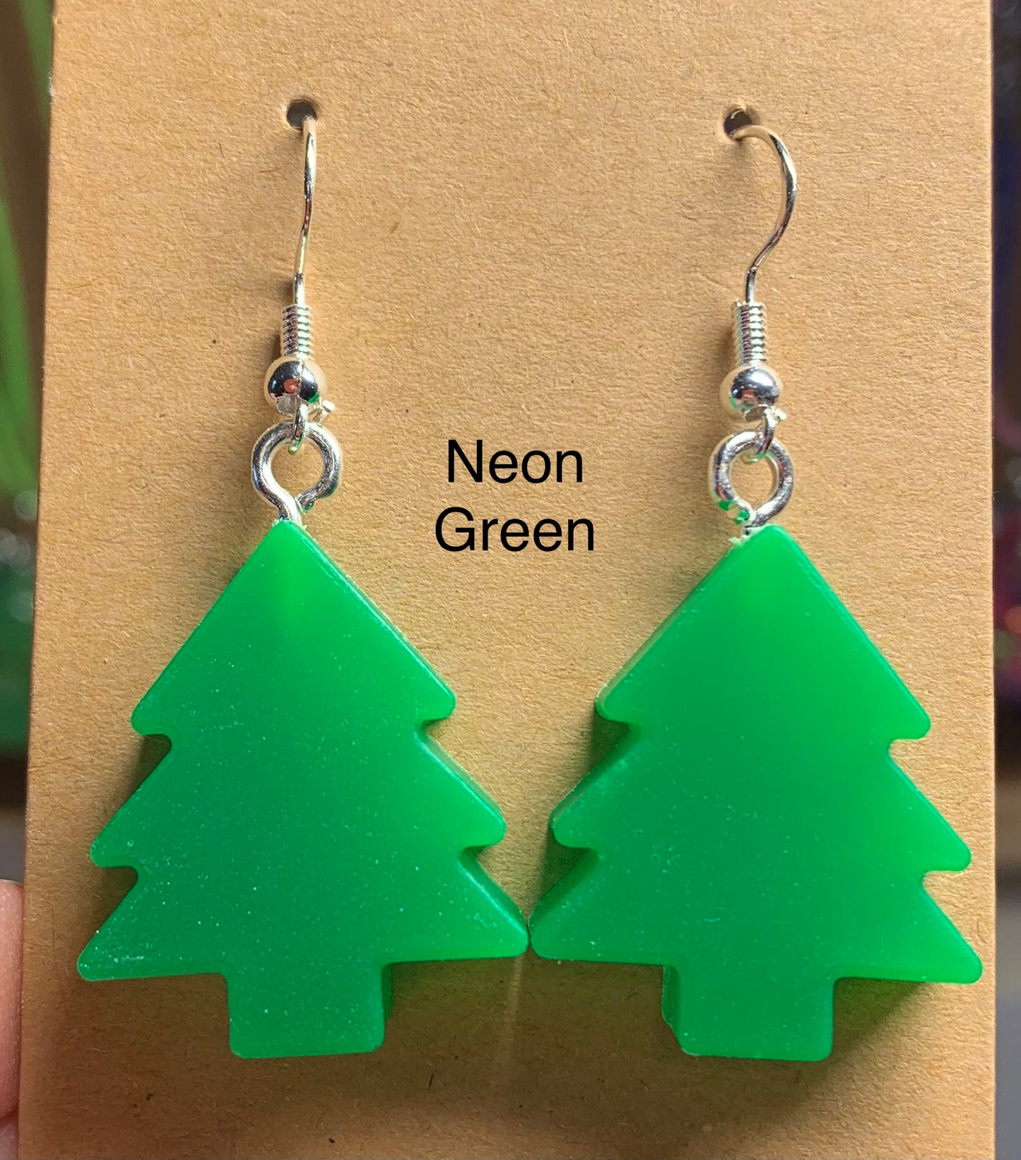 Handmade Colourful Resin Christmas Tree Earrings