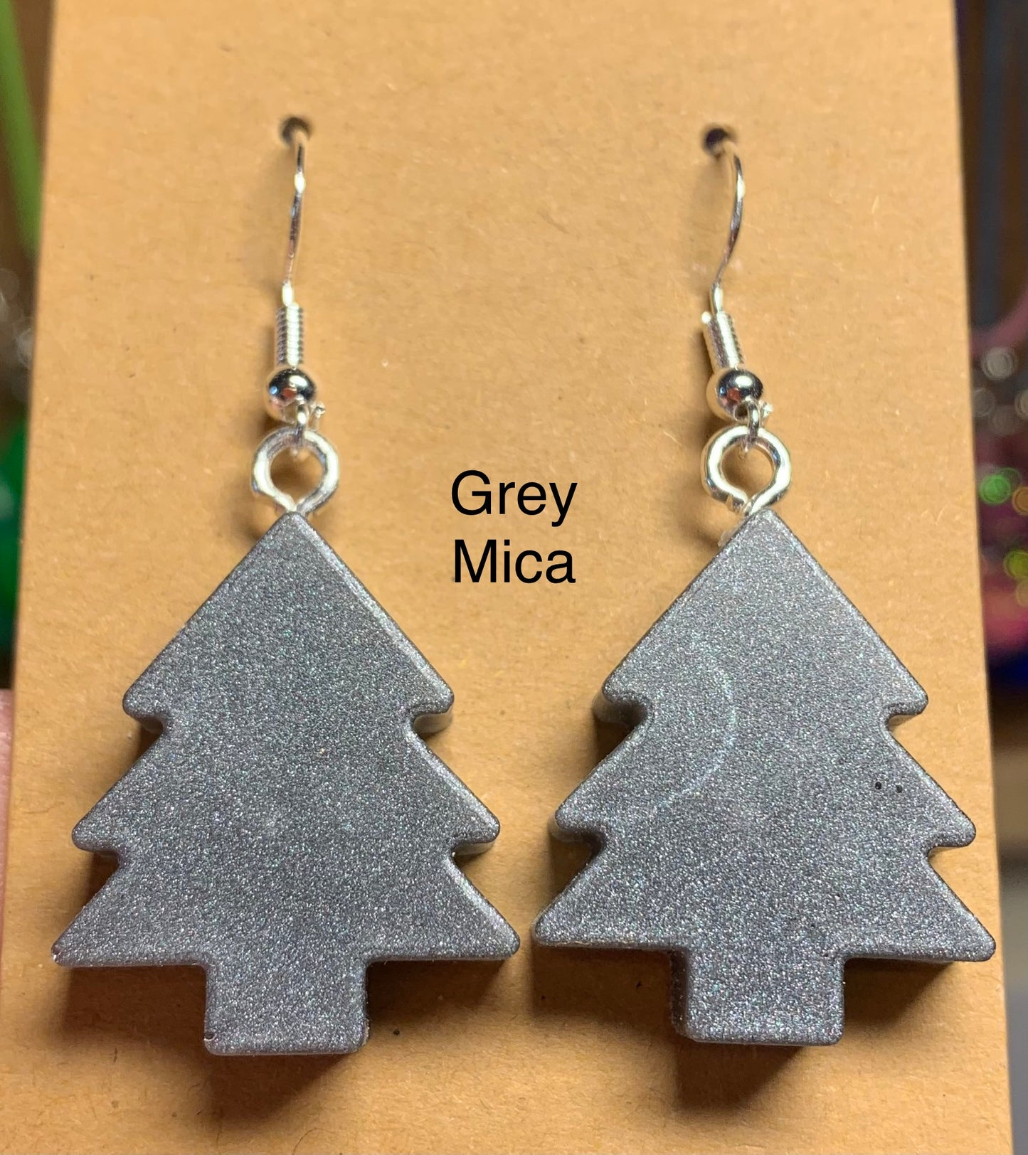 Handmade Colourful Resin Christmas Tree Earrings