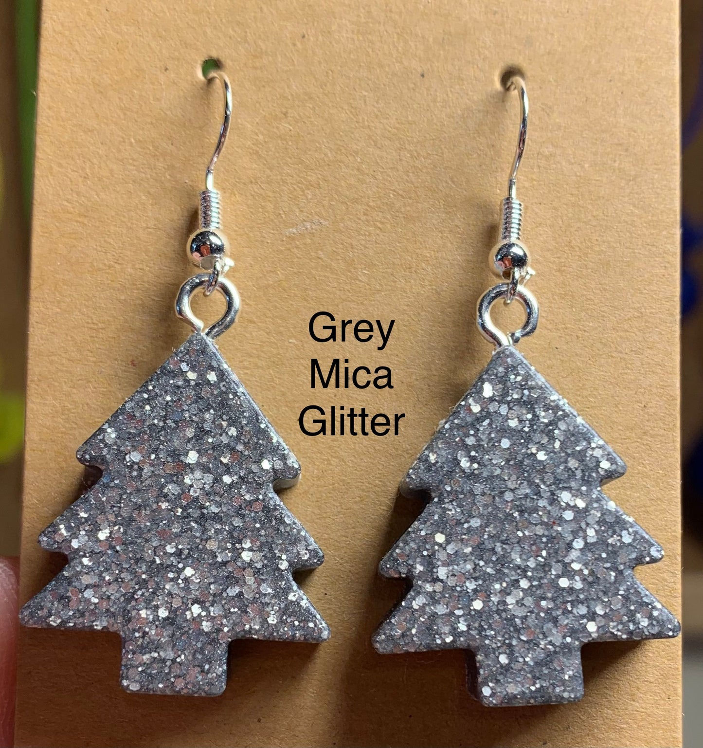 Handmade Colourful Resin Christmas Tree Earrings