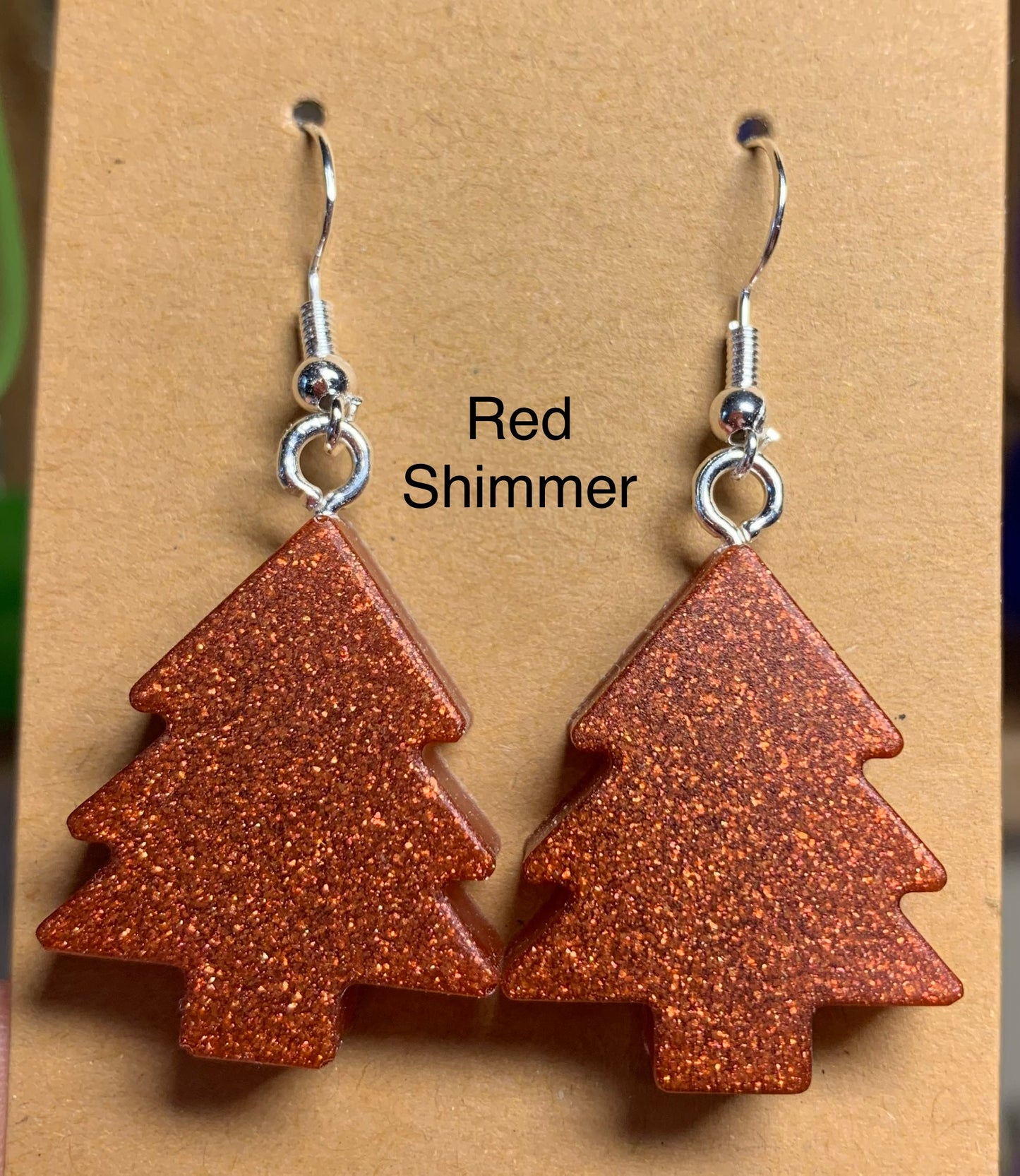 Handmade Colourful Resin Christmas Tree Earrings