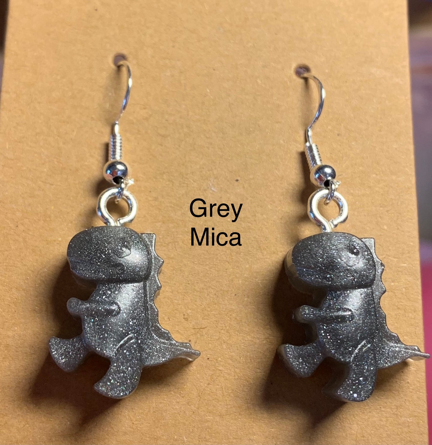 Handmade Colourful Resin T-Rex Earrings