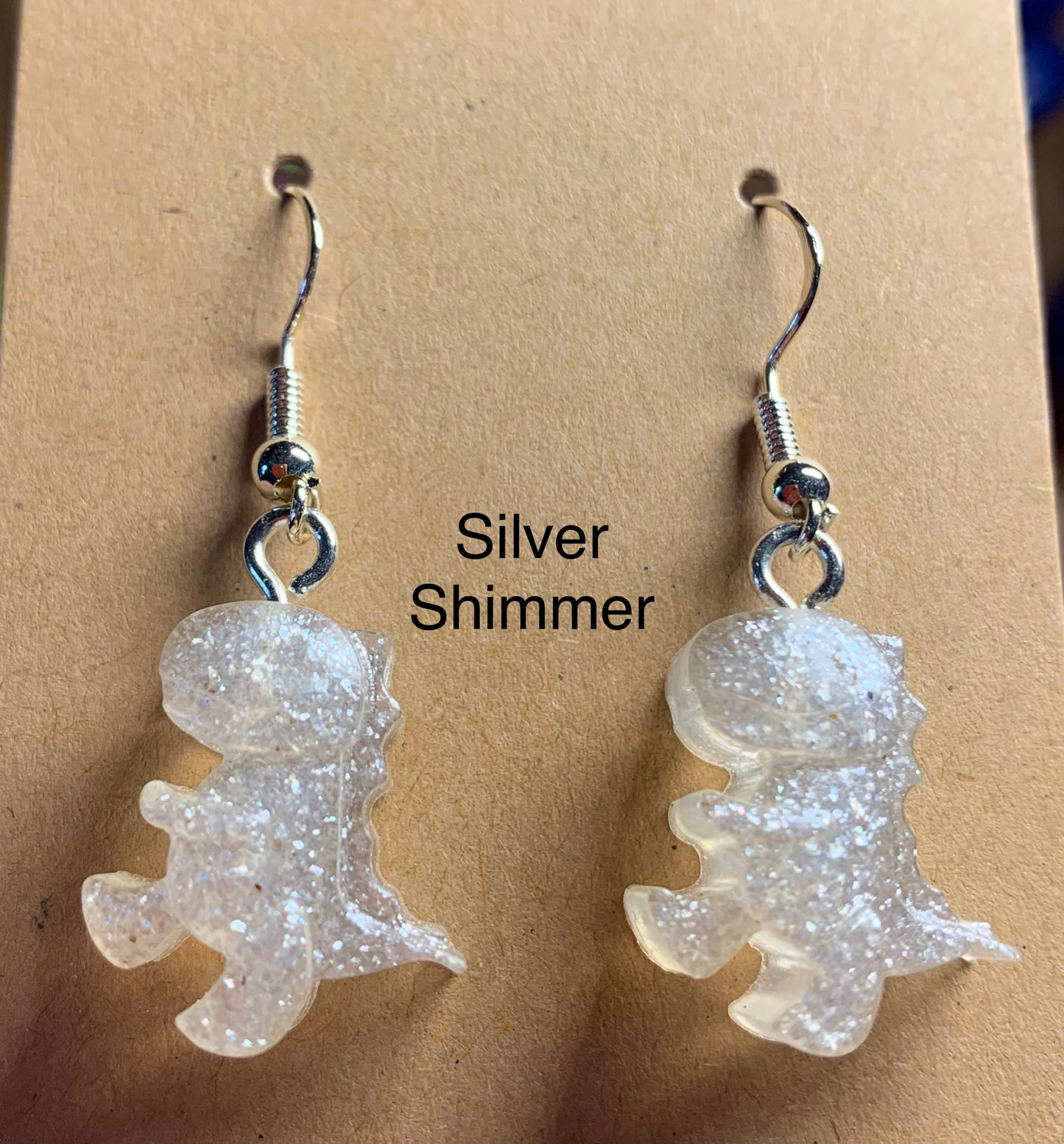 Handmade Colourful Resin T-Rex Earrings