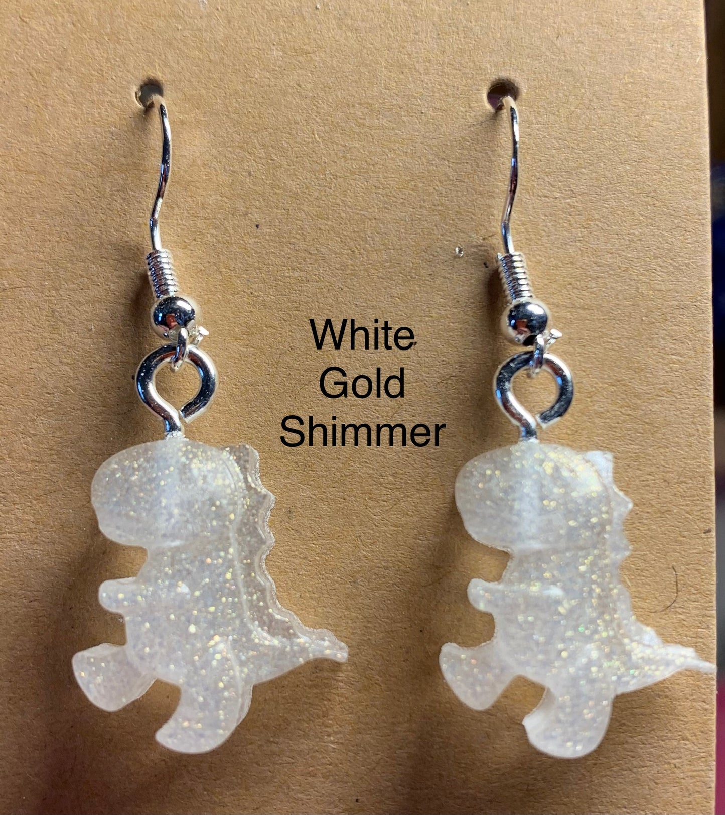 Handmade Colourful Resin T-Rex Earrings