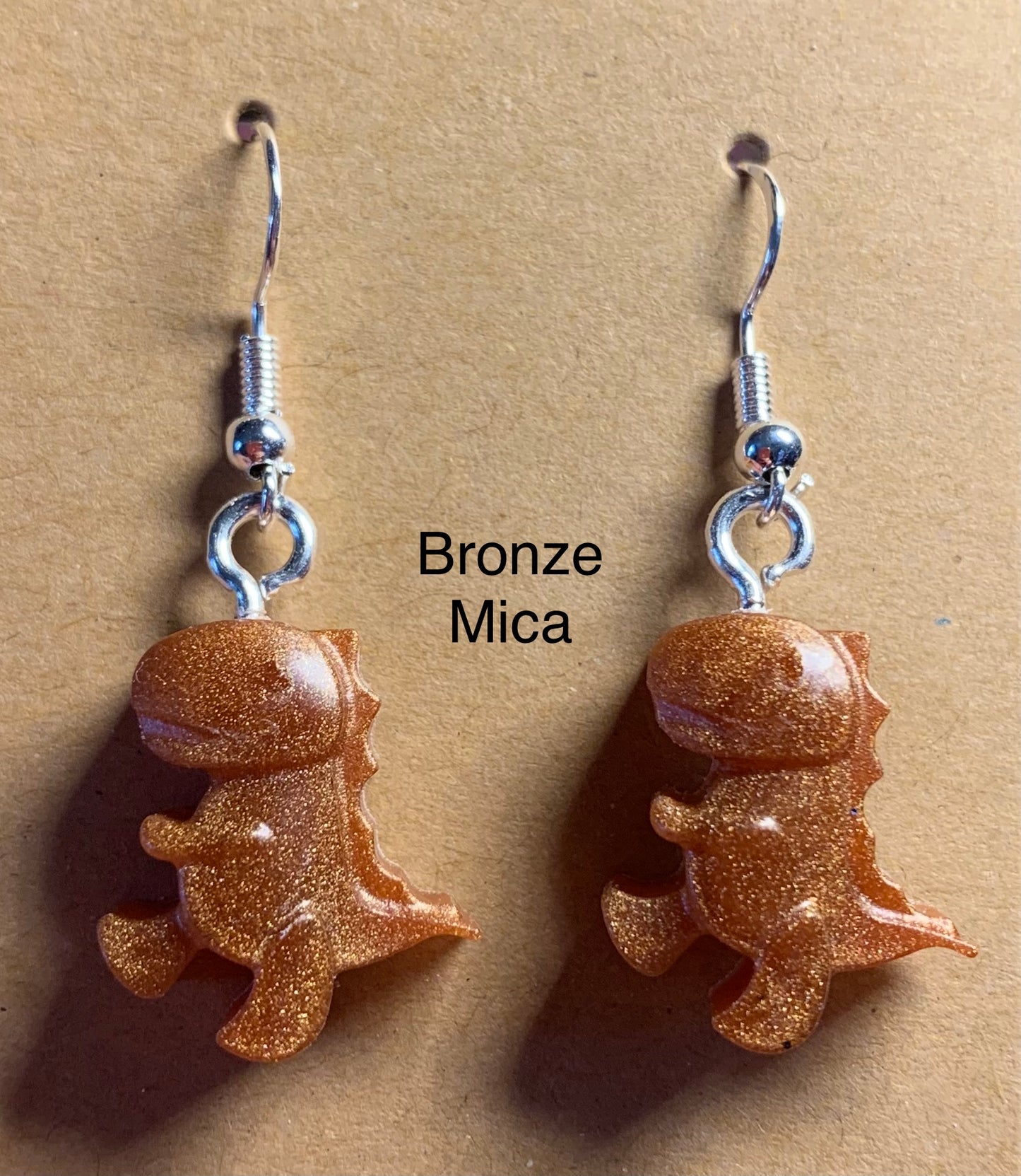 Handmade Colourful Resin T-Rex Earrings