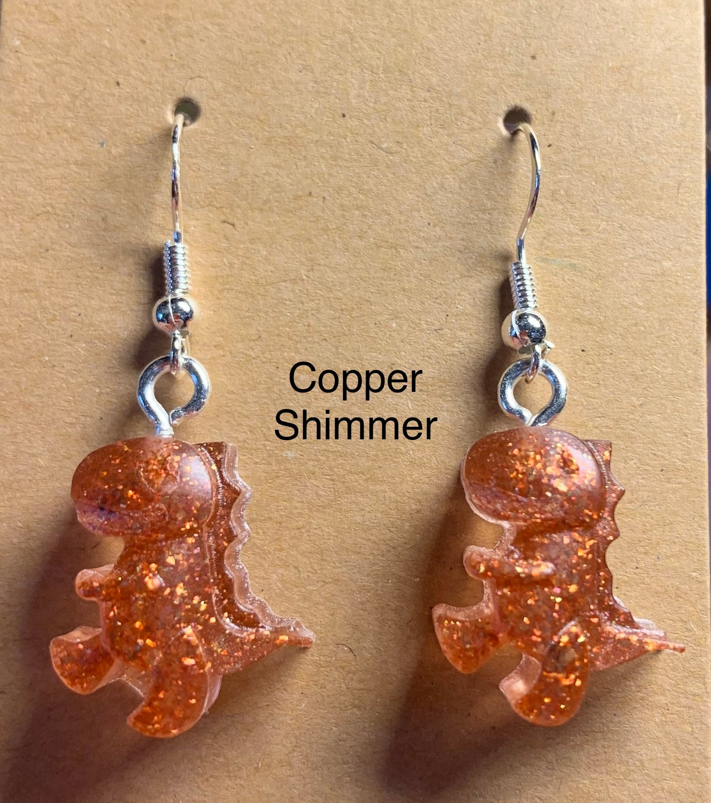 Handmade Colourful Resin T-Rex Earrings