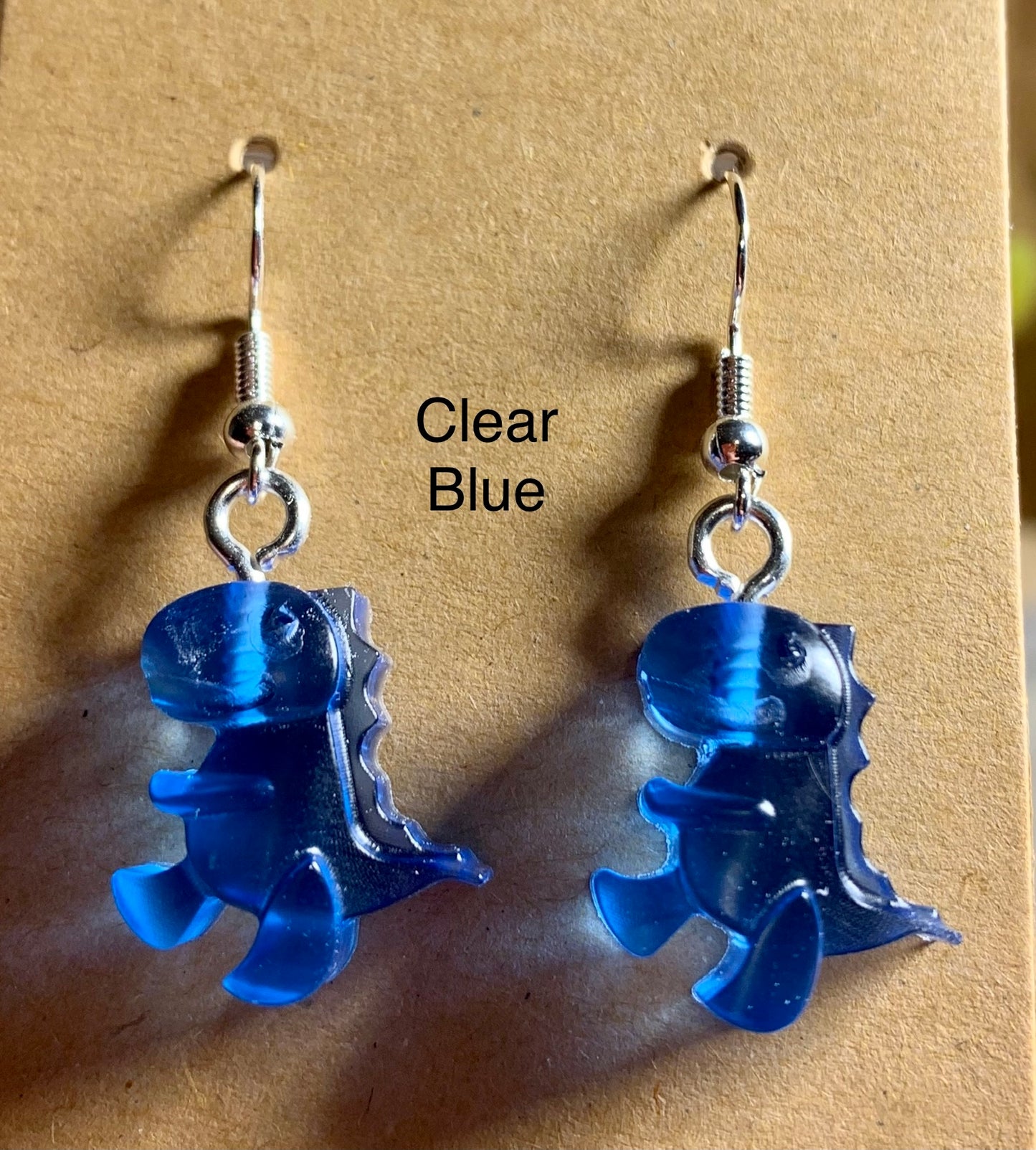 Handmade Colourful Resin T-Rex Earrings
