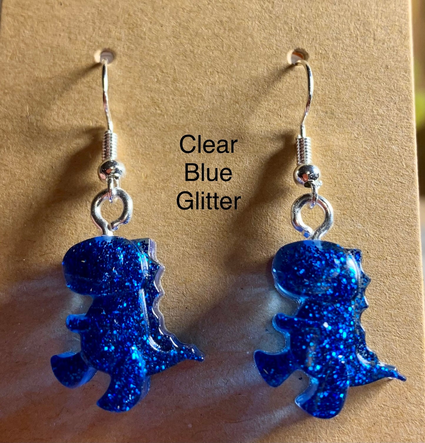 Handmade Colourful Resin T-Rex Earrings
