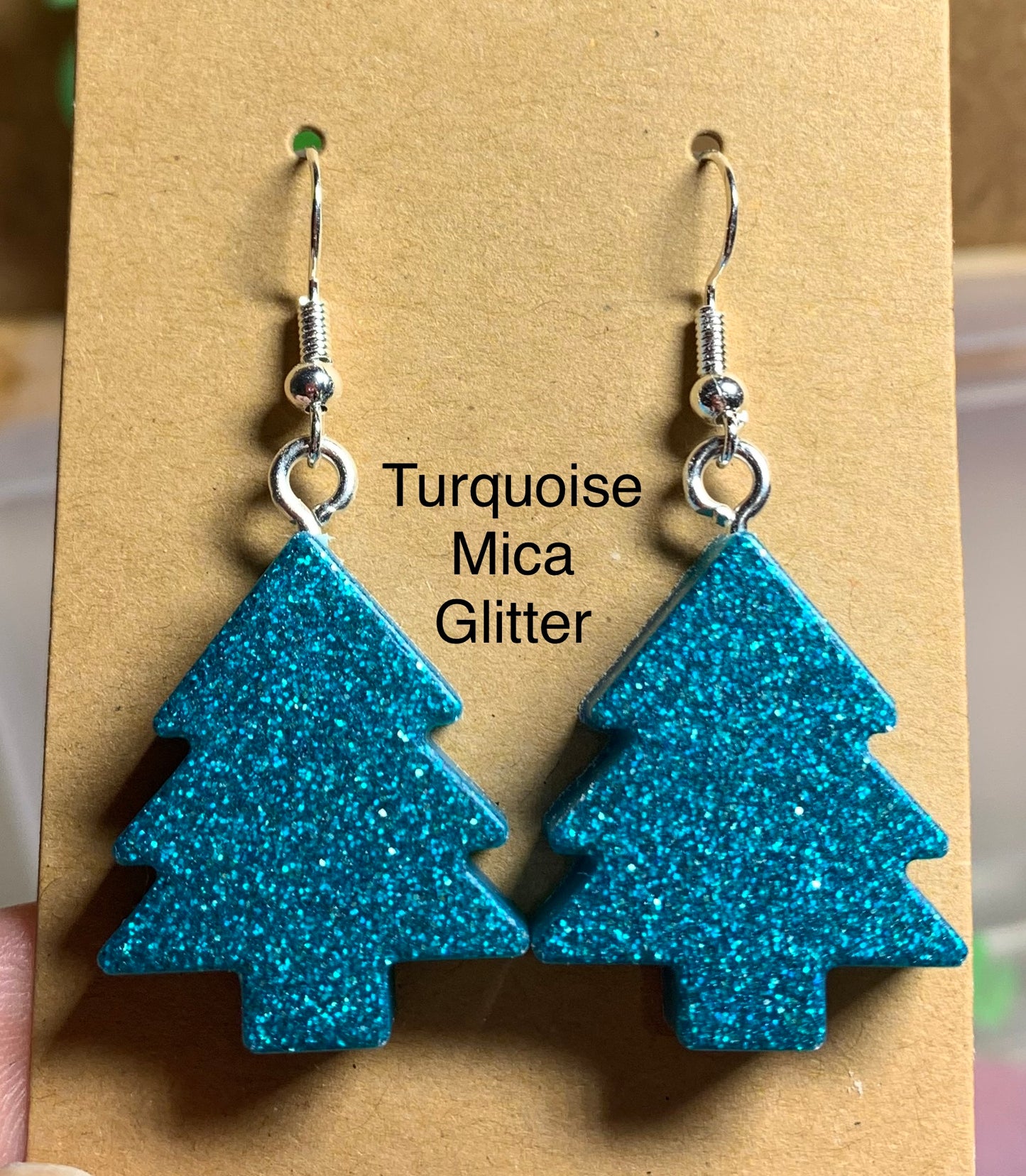Handmade Colourful Resin Christmas Tree Earrings