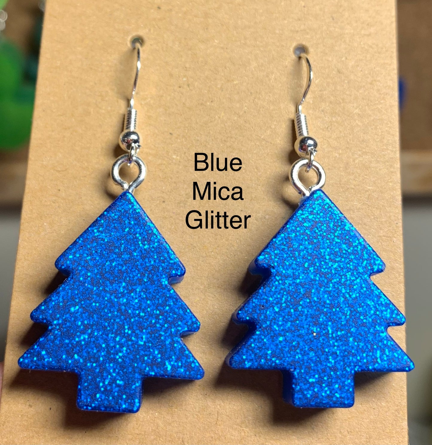 Handmade Colourful Resin Christmas Tree Earrings