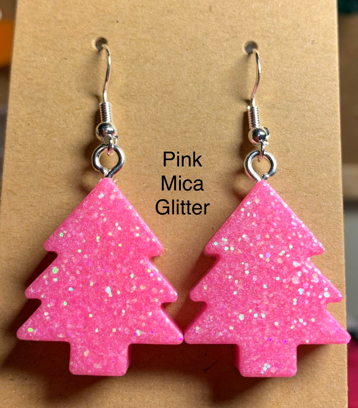 Handmade Colourful Resin Christmas Tree Earrings